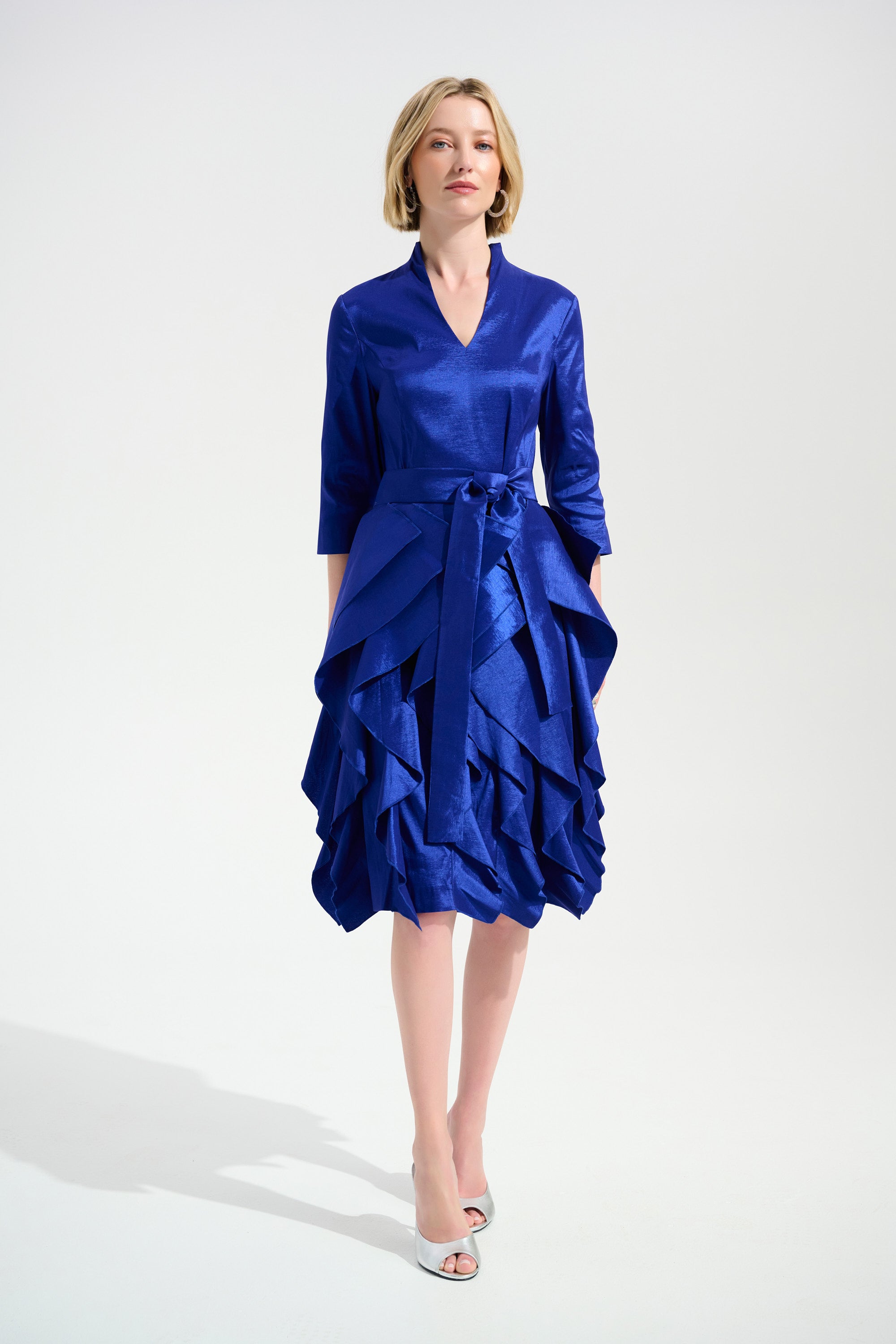 Joseph Ribkoff Dress With Cascading Ruffle Skirt Style 261741 Royal Sapphire / 6 Joseph Ribkoff Dress With Cascading Ruffle Skirt Style 261741 Royal Sapphire / 6
