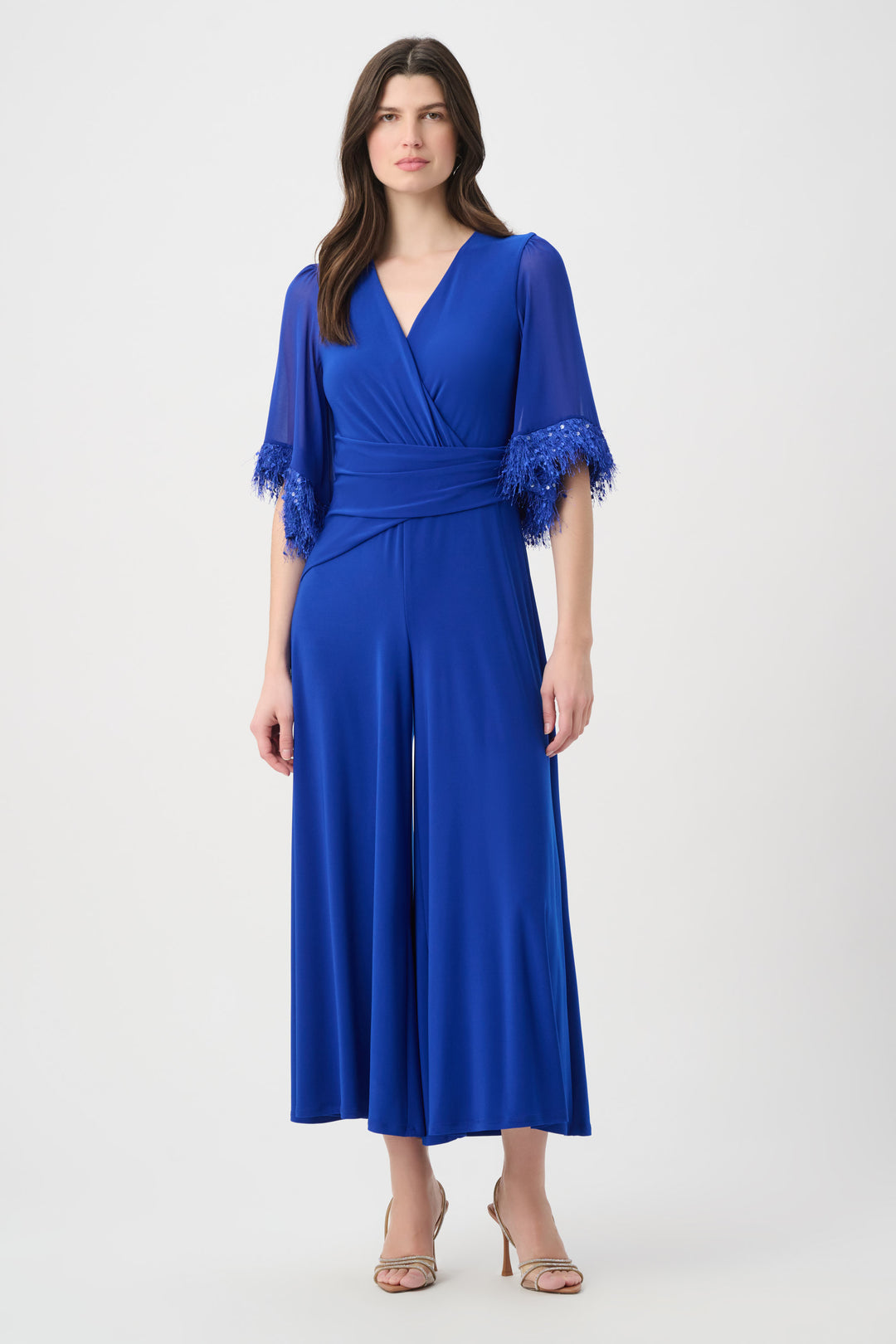 Joseph Ribkoff Wide Leg Jumpsuit With Chiffon Sleeves Style 261761