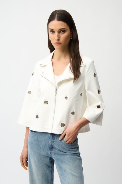 Joseph Ribkoff Faux Suede Swing Jacket With Grommets Style 261905