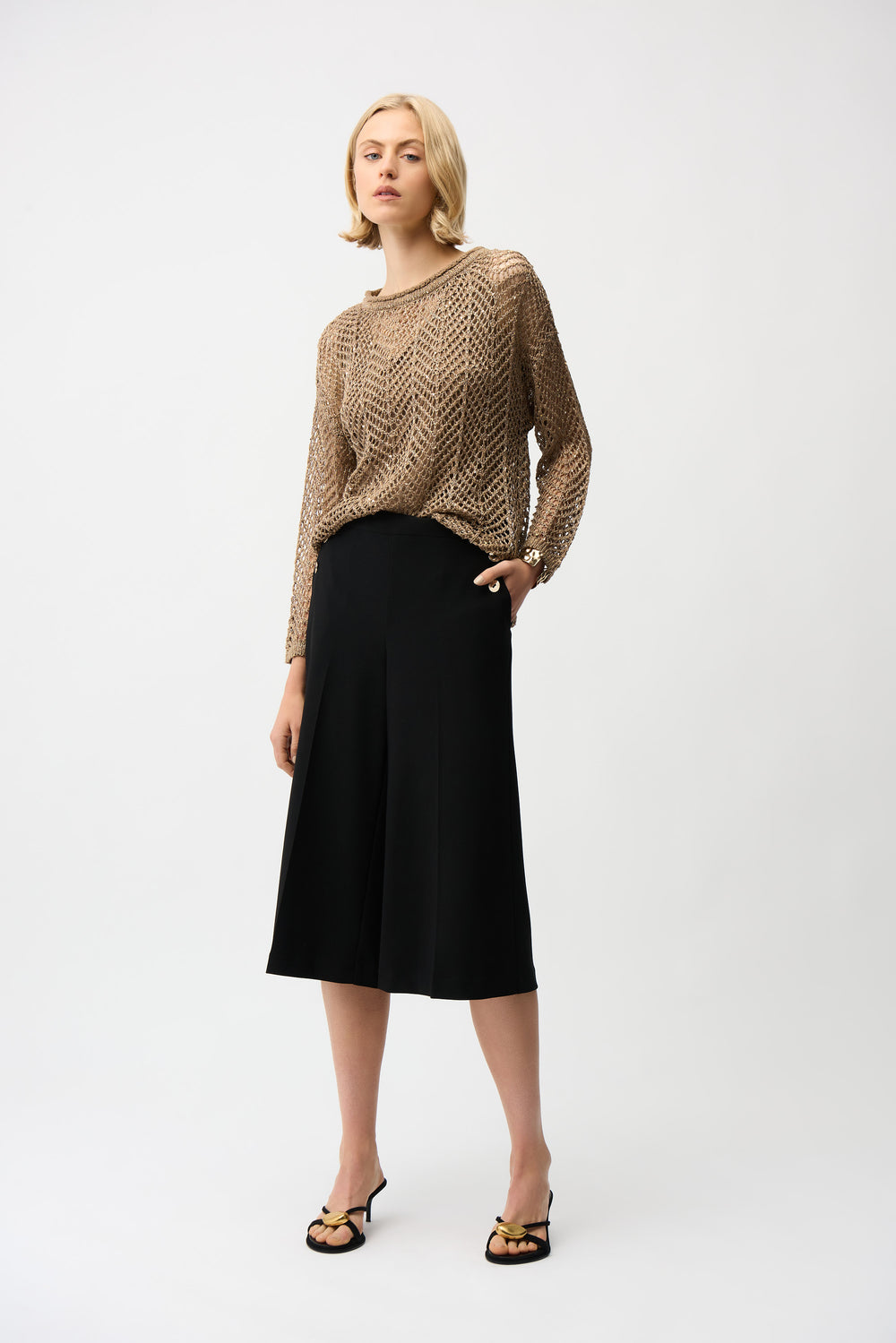 Joseph Ribkoff Sequins Yarn Chevron Print Long Sleeve Sweater Style 261915.