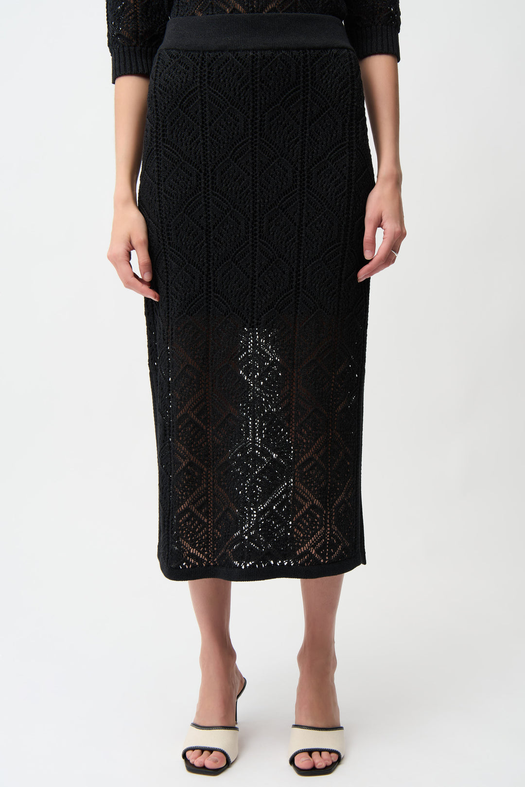 Joseph Rikboff Cotton Blend Open Stitch Pencil Skirt Style 261928.