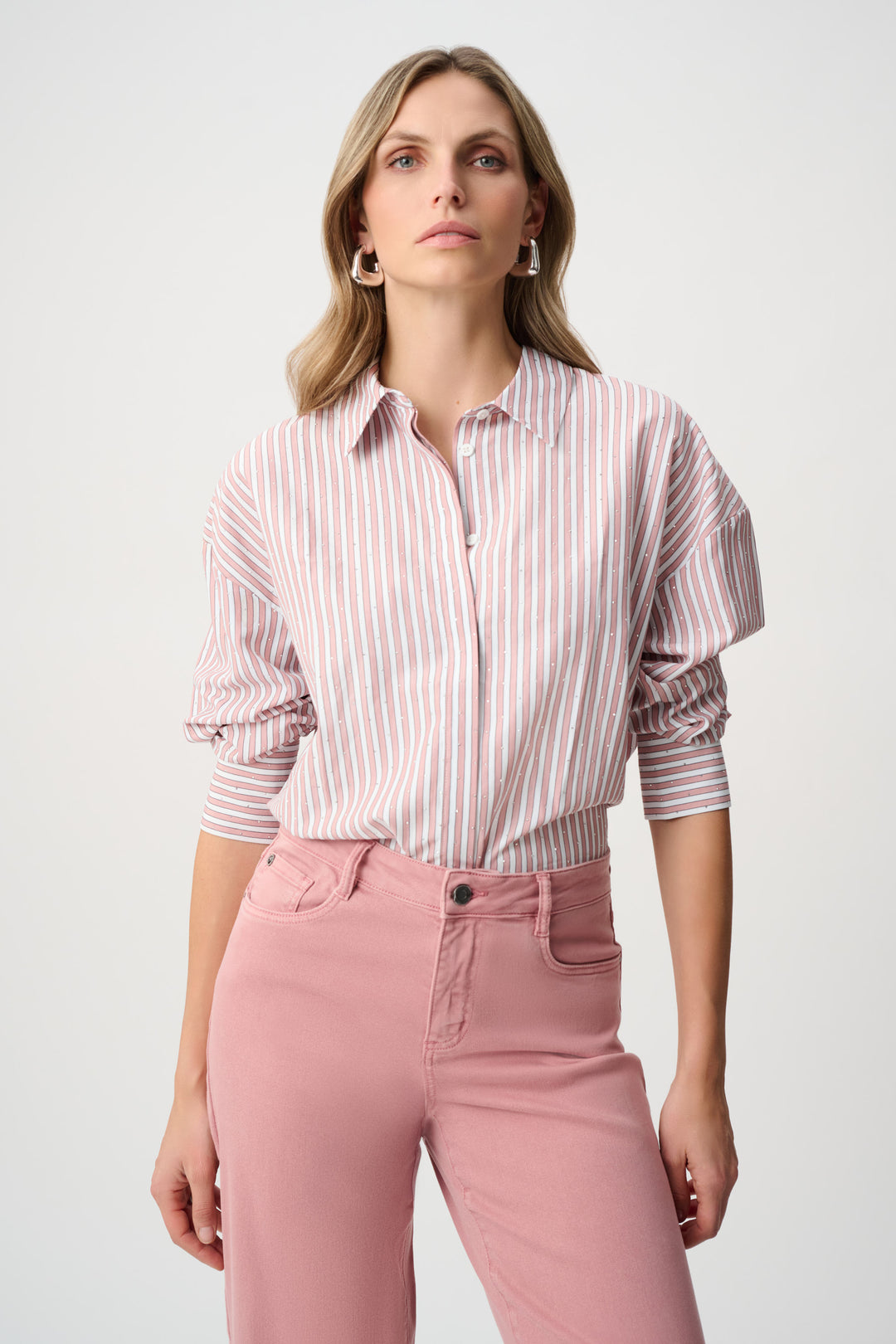 Joseph Ribkoff Tencel Stripe Print Boxy Blouse Style 261931F26