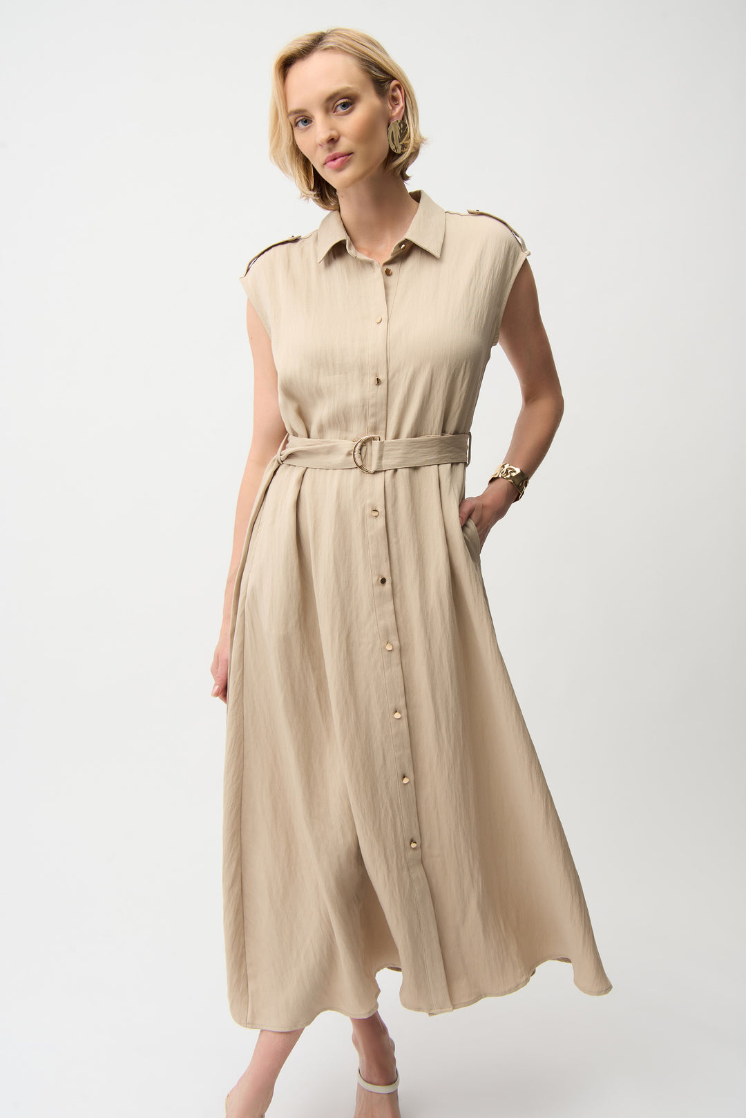 Joseph Ribkoff Textured Woven Shirt Dress with Sash Style 261935