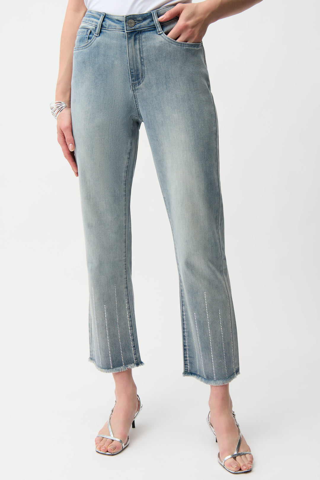 Joseph Ribkoff Straight Crop Jeans With Rhinestones Style 261945