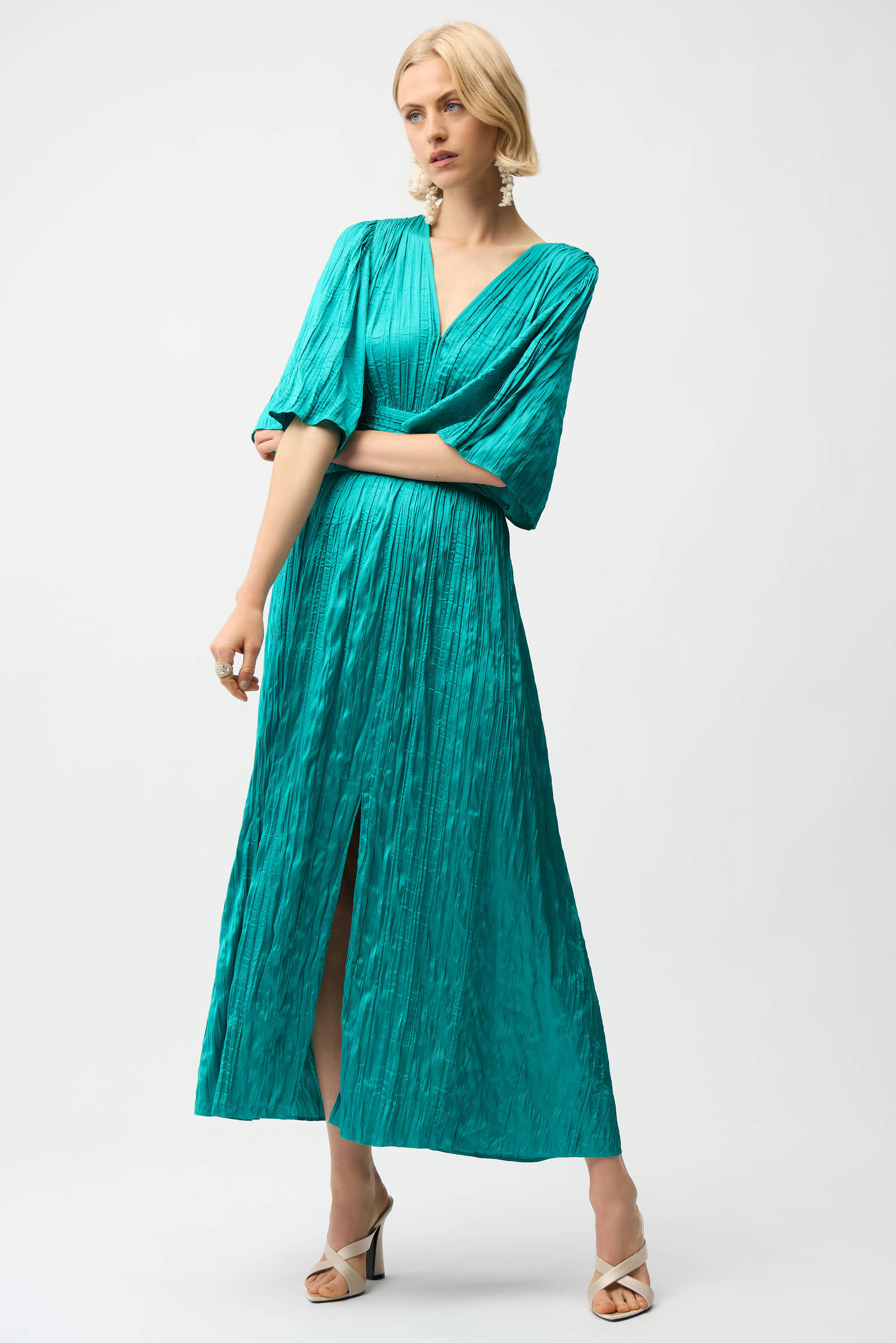Joseph Ribkoff Fit & Flare Pleated Dress with Knot Waist Detail Style 261962 Joseph Ribkoff Fit & Flare Pleated Dress with Knot Waist Detail Style 261962