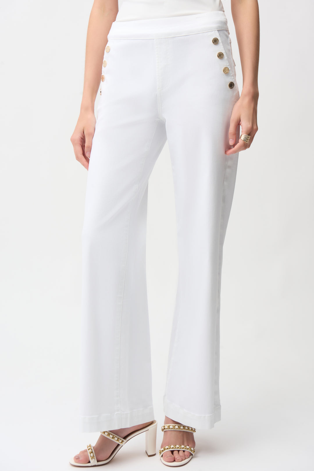 Joseph Ribkoff White Wide Leg Pull-On Jeans Style 261972