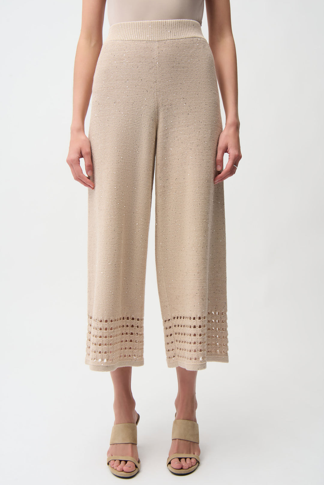 Joseph Ribkoff Culotte Pants With Open Stitch Border Style 261975