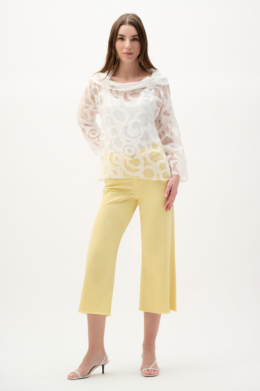 Joseph Ribkoff Woven Boxy Top With Cowl Neck Style 262020.