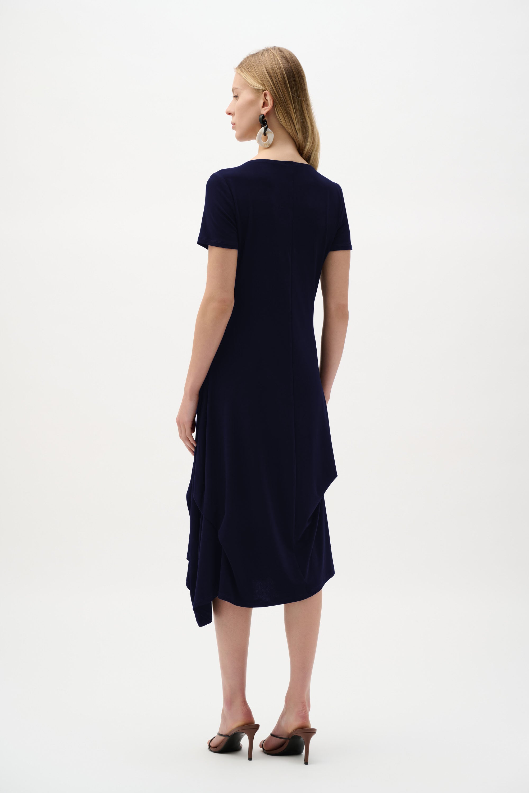 Joseph Ribkoff Trapeze Dress With Boat Neck Style 262032 Midnight Blue / 10 Joseph Ribkoff Trapeze Dress With Boat Neck Style 262032 Midnight Blue / 10
