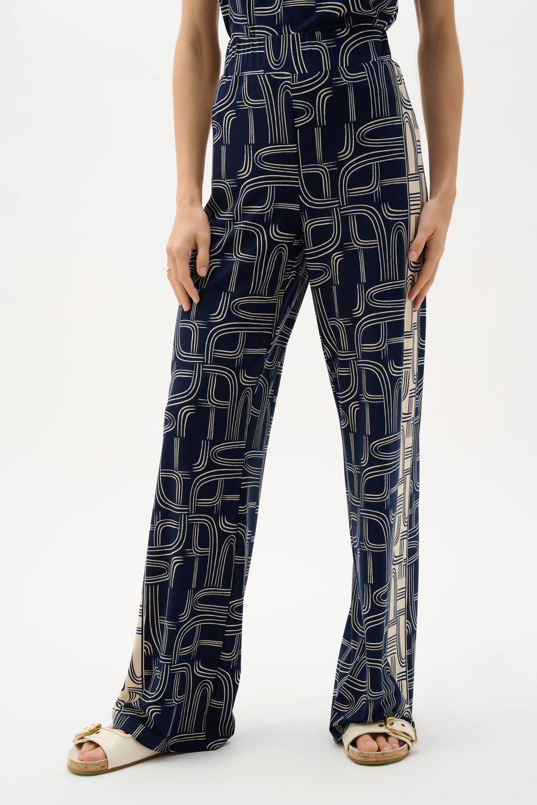 Joseph Ribkoff Geometric Print Wide Leg Pull-On Pants Style 262106