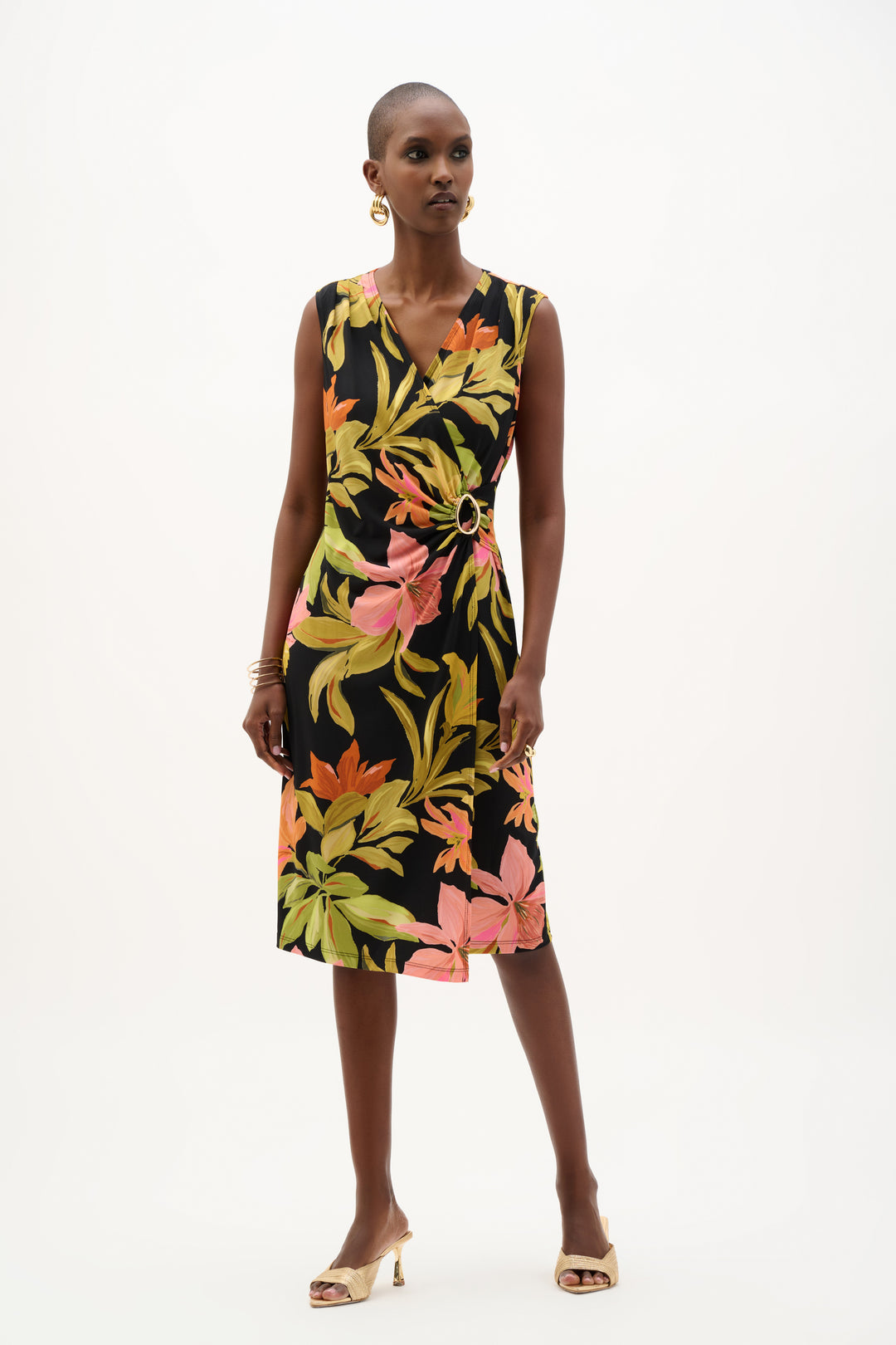 Joseph Ribkoff Tropical Print Wrap Dress Style 262108