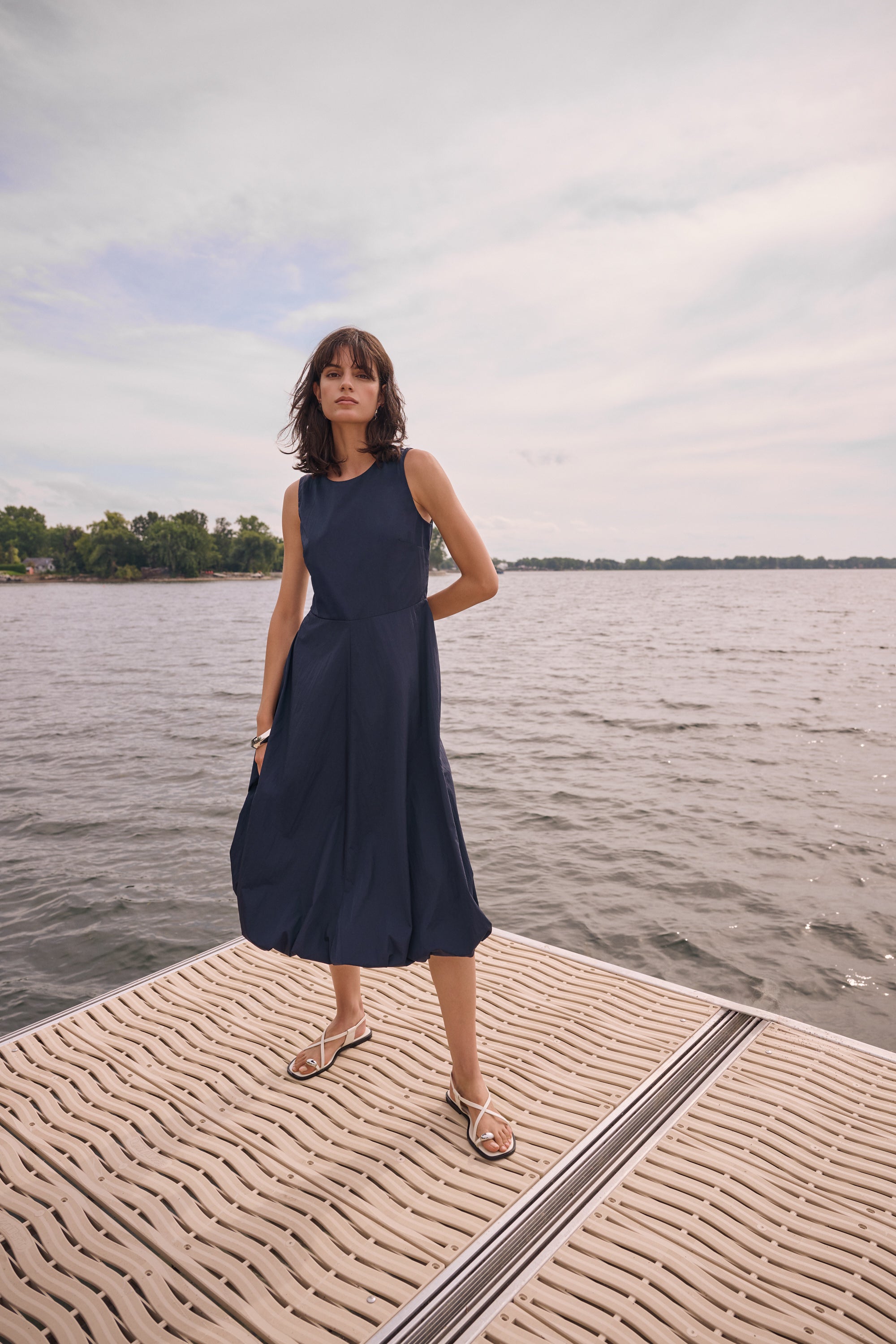 Joseph Ribkoff A-Line Dress With Bubble Skirt Style 262115 Midnight Blue / 2 Joseph Ribkoff A-Line Dress With Bubble Skirt Style 262115 Midnight Blue / 2