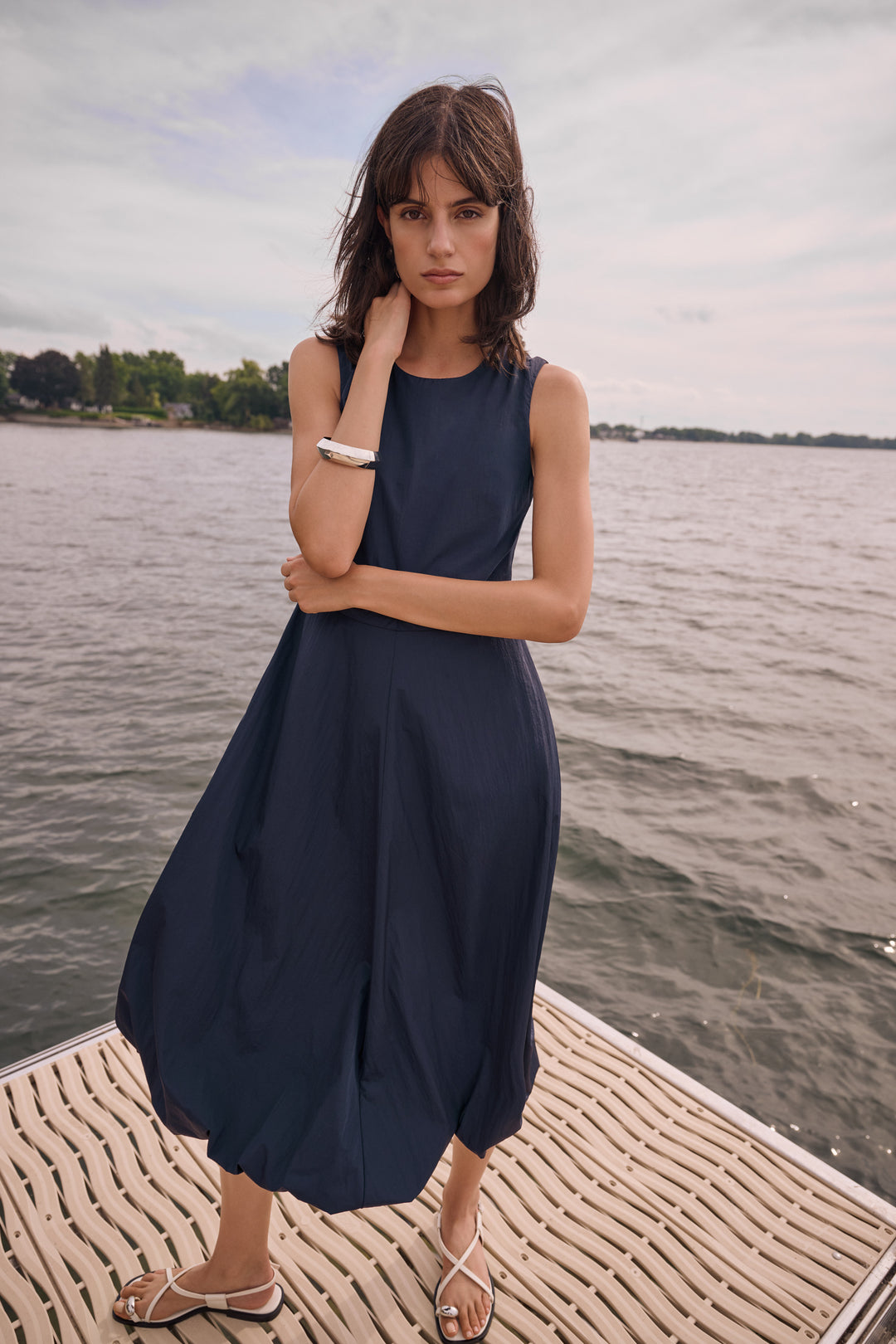 Joseph Ribkoff A-Line Dress With Bubble Skirt Style 262115 Midnight Blue / 2 Joseph Ribkoff A-Line Dress With Bubble Skirt Style 262115 Midnight Blue / 2