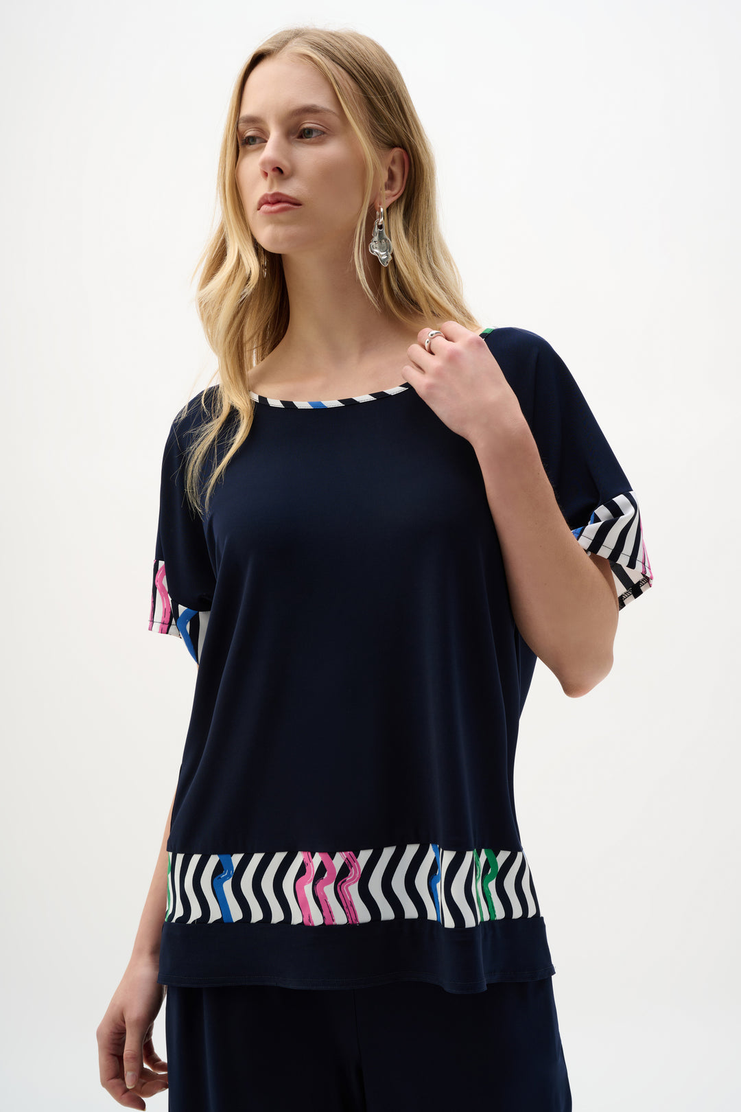 Joseph Ribkoff Stripe Print Boxy Top Style 262121