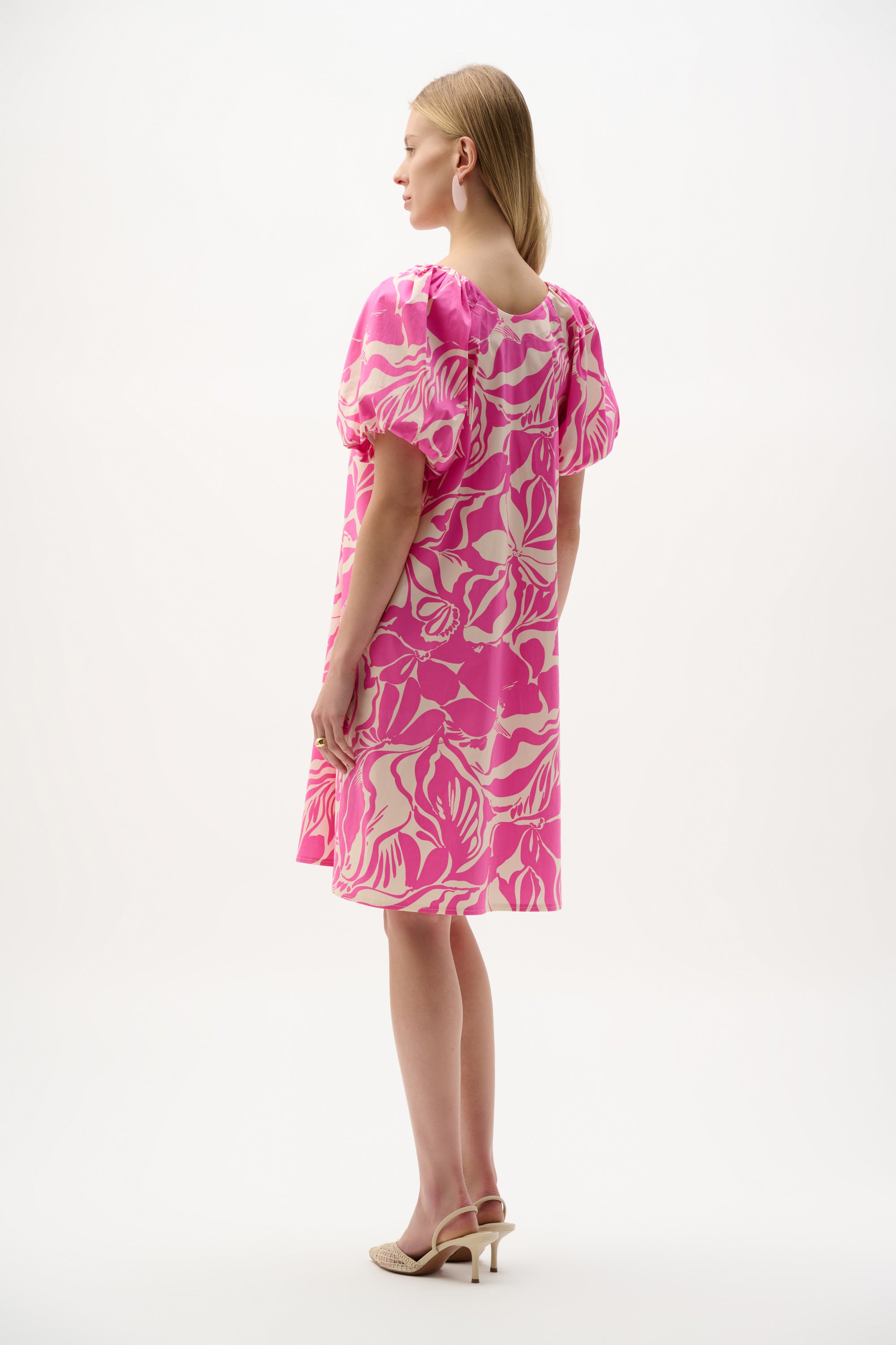 Joseph Ribkoff Floral Print Trapeze Dress Style 262127 Beige/Pink / 2