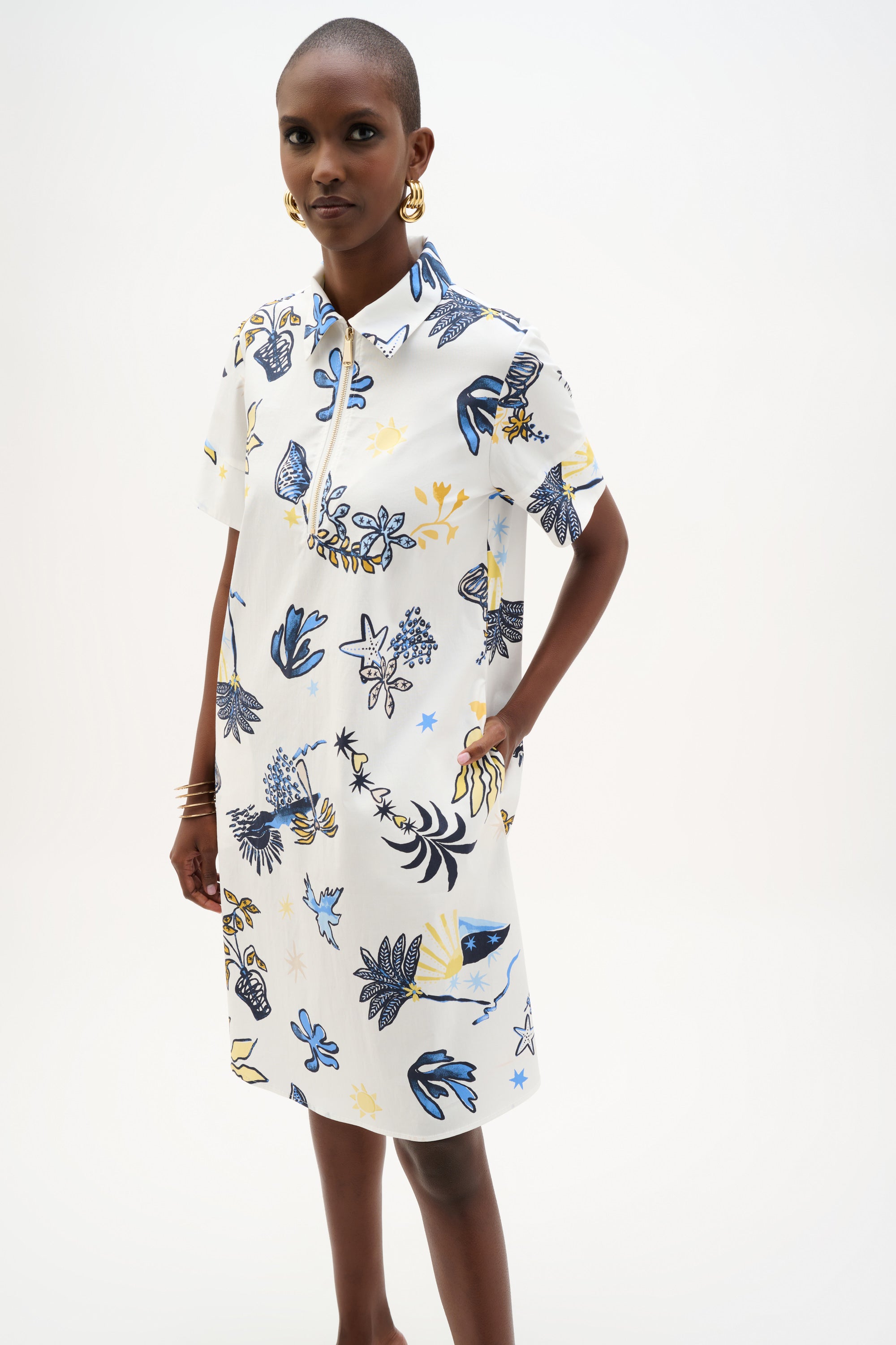 Joseph Ribkoff Tropical Print A-Line Dress Style 262139