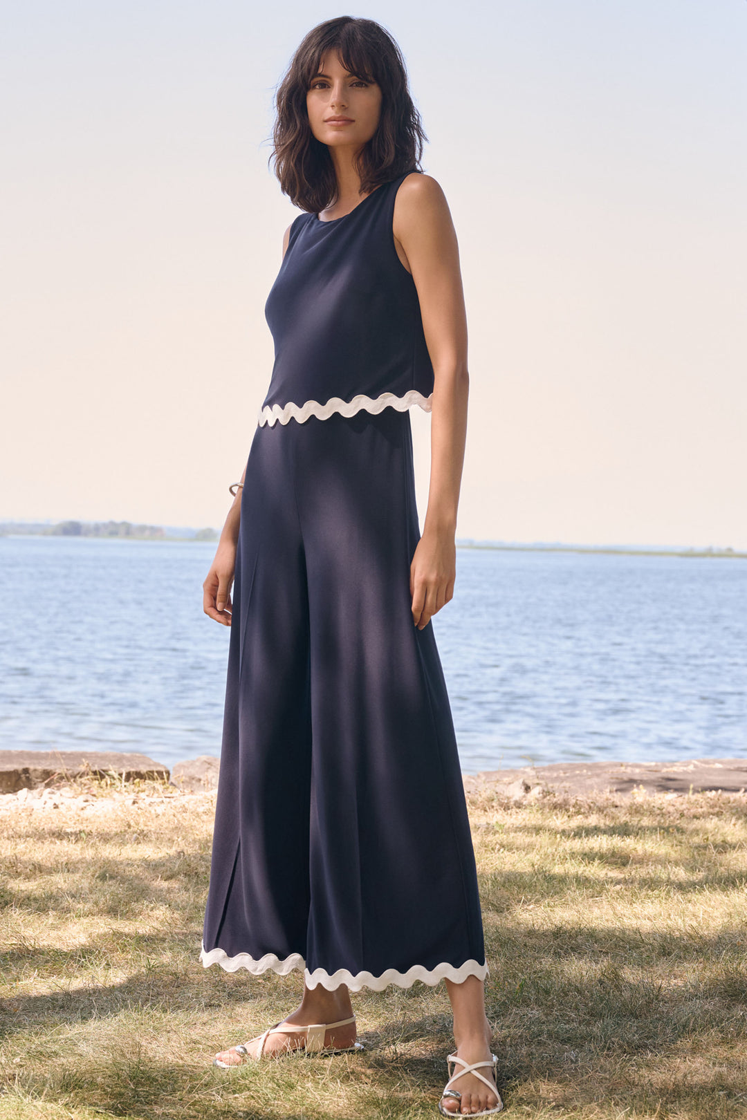 Joseph Ribkoff Culotte Jumpsuit With Contrast Trim Style 262144