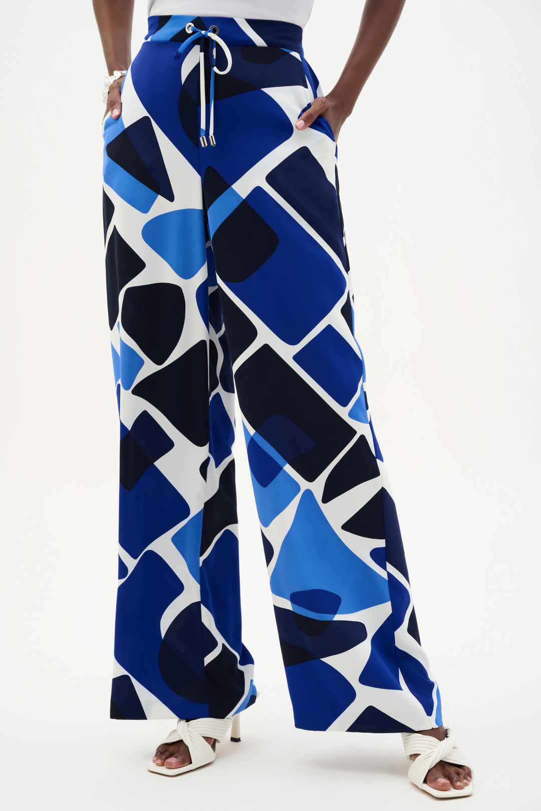 Joseph Ribkoff Geometric Print Wide Leg Pull-On Pants Style 262155