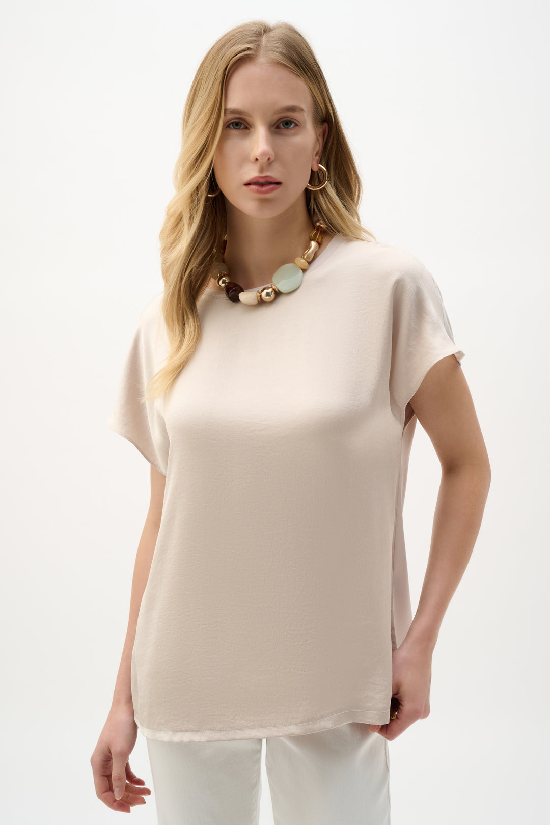 Joseph Ribkoff Satin And Silky Knit Straight Top Style 262189