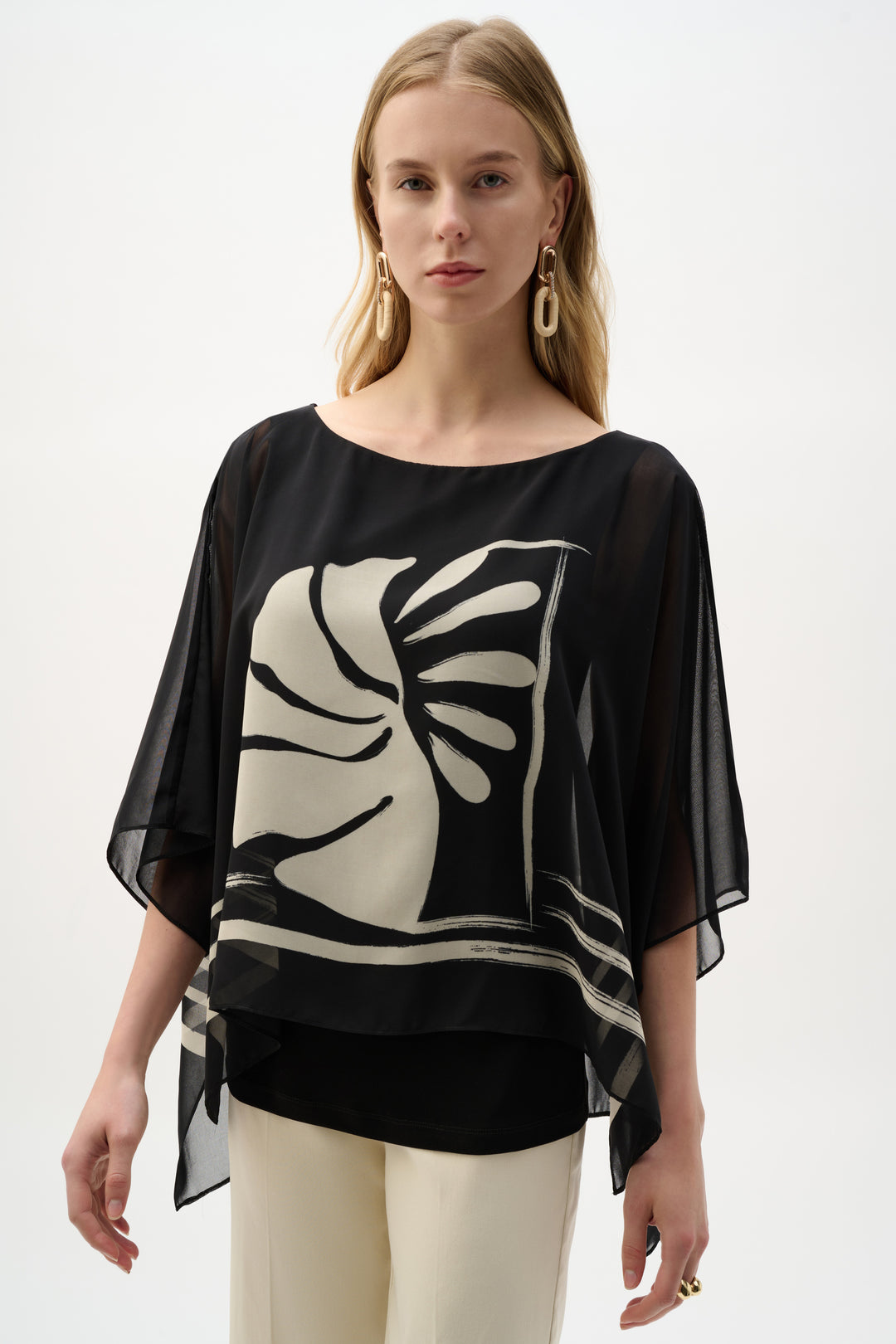 Joseph Ribkoff Tropical Print Poncho Top Style 262200