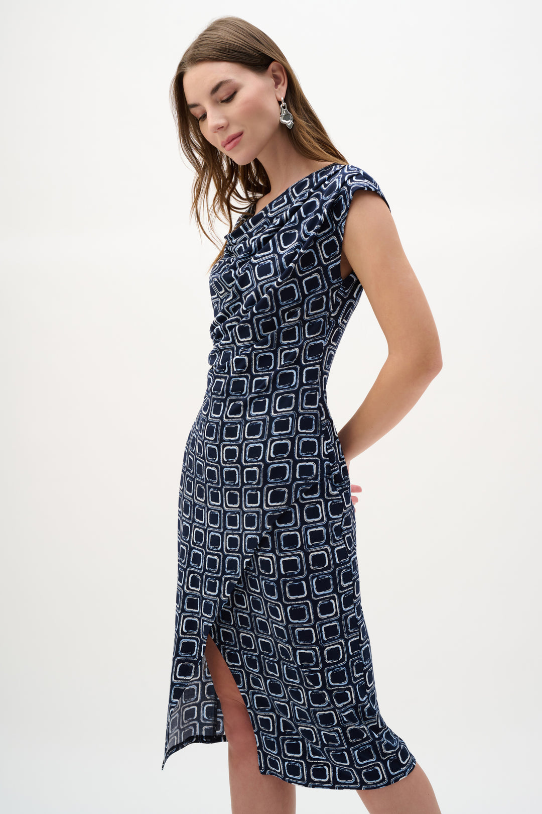 Joseph Ribkoff Geometric Print Sheath Wrap Dress Style 262246
