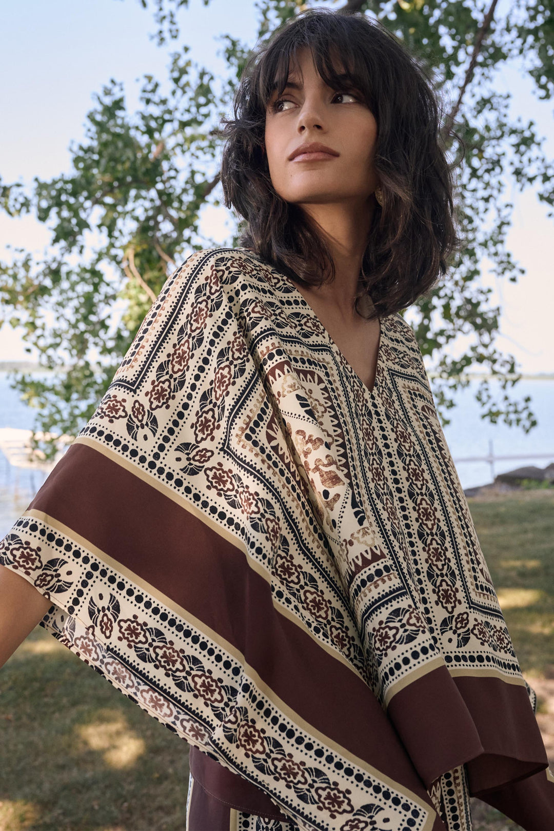 Joseph Ribkoff Georgette Printed Poncho Top Style 262260