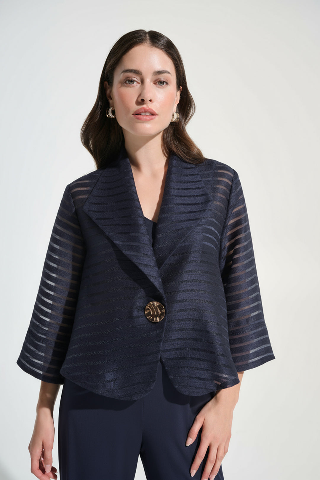 Joseph Ribkoff Shadow Stripe Swing Jacket With Lapel Style 262707