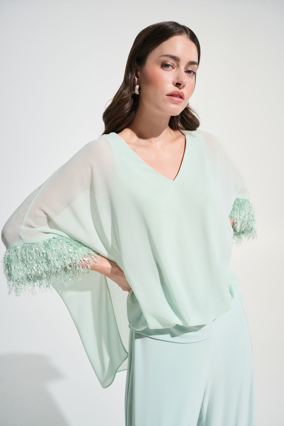 Joseph Ribkoff Chiffon Poncho Top With Novelty Trim Style 262711