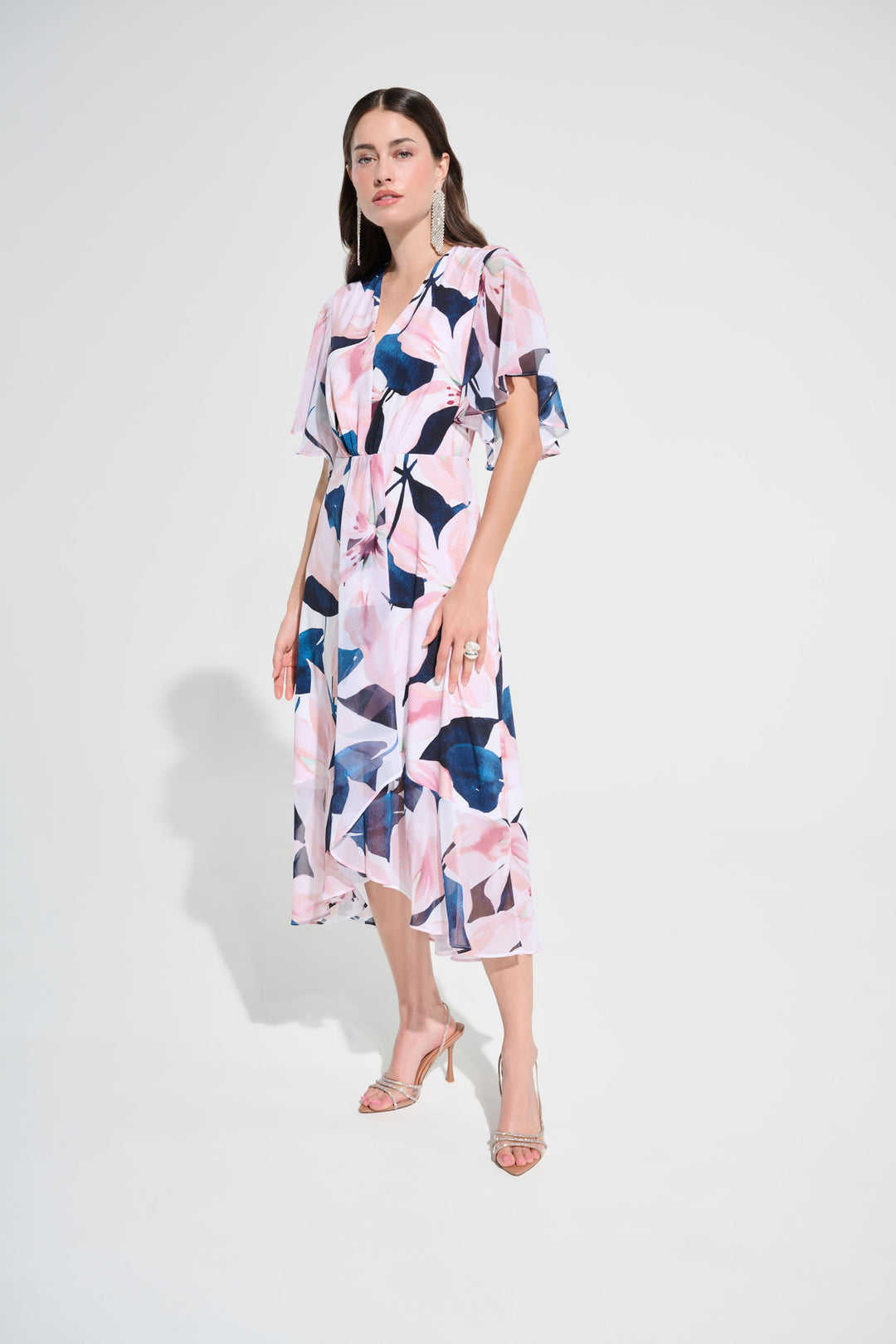 Joseph Ribkoff Floral Print Fit And Flare Dress Style 262713 Vanilla/Multi / 20 Joseph Ribkoff Floral Print Fit And Flare Dress Style 262713 Vanilla/Multi / 20