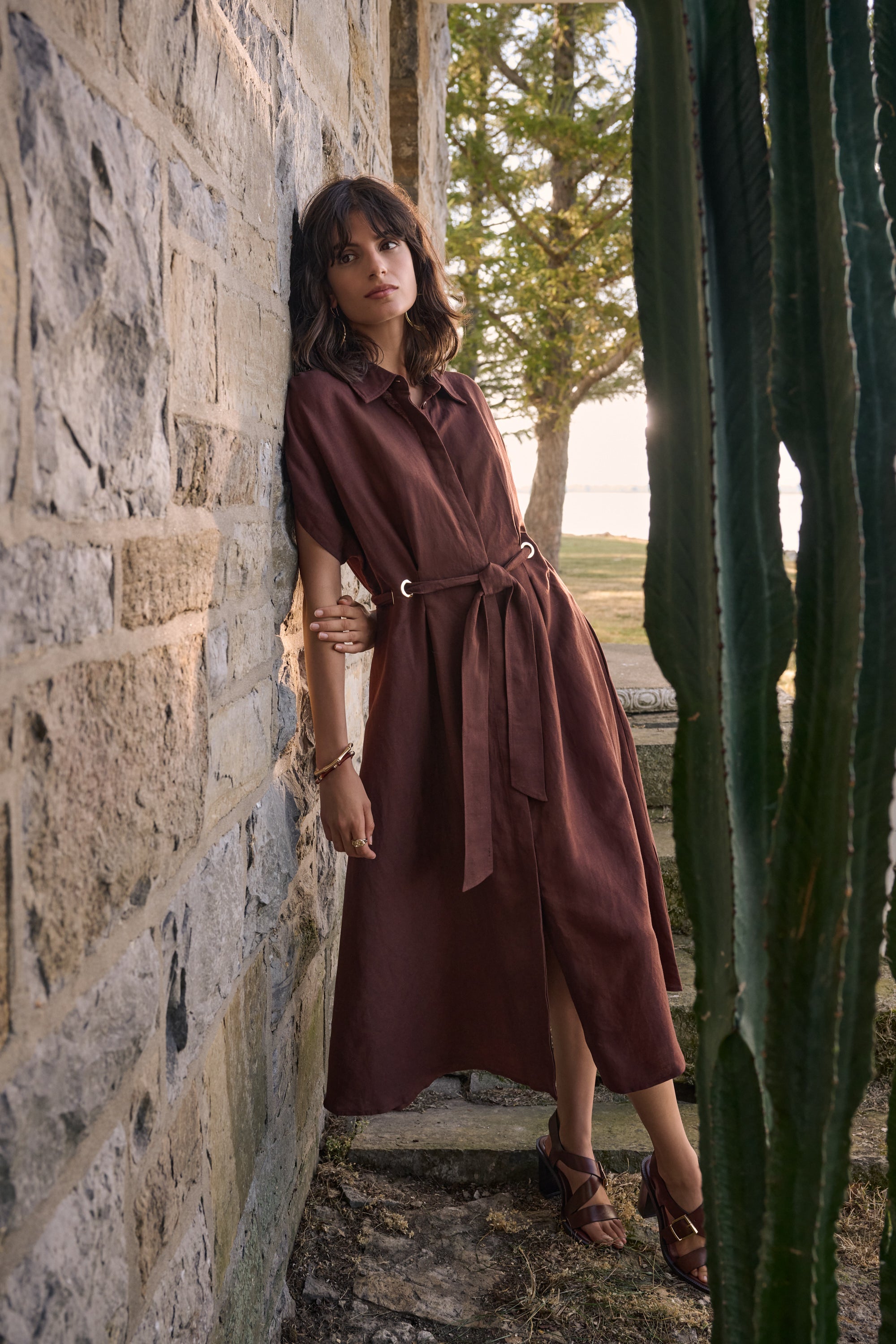 Joseph Ribkoff Linen Blend Fit and Flare Shirt Dress with Sash 262907 Joseph Ribkoff Linen Blend Fit and Flare Shirt Dress with Sash 262907