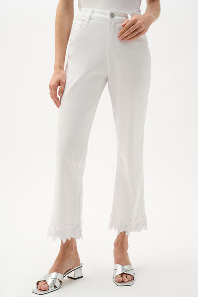Joseph Ribkoff Denim Straight Crop Jeans With Lace Appliqué Style