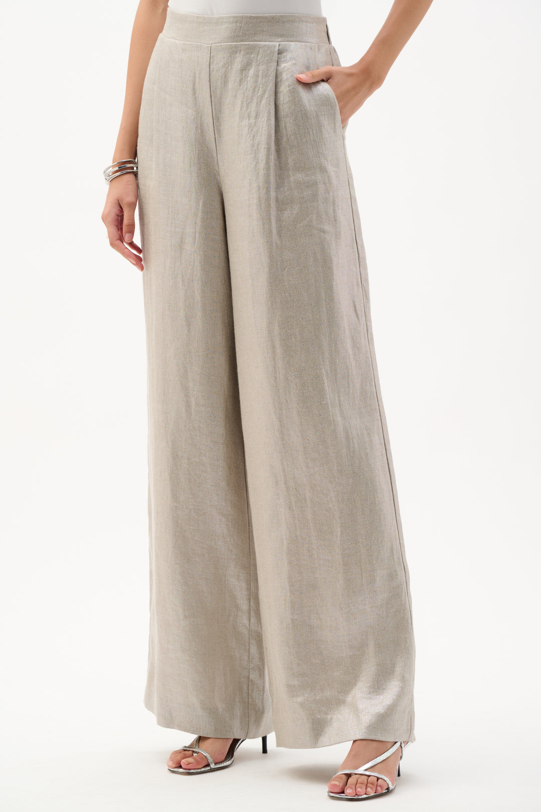 Joseph Ribkoff Foiled Linen Pull-On Wide Leg Pants Style 262947
