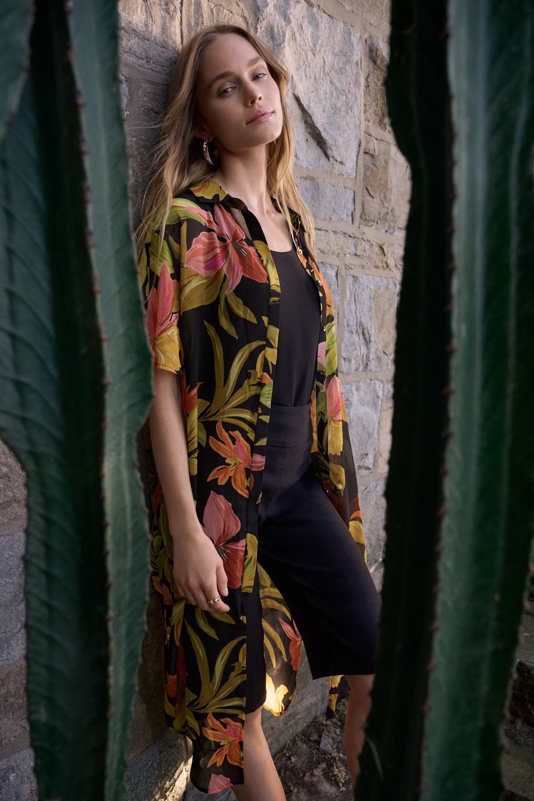 Joseph Ribkoff Tropical Print Straight Blouse Style 262949