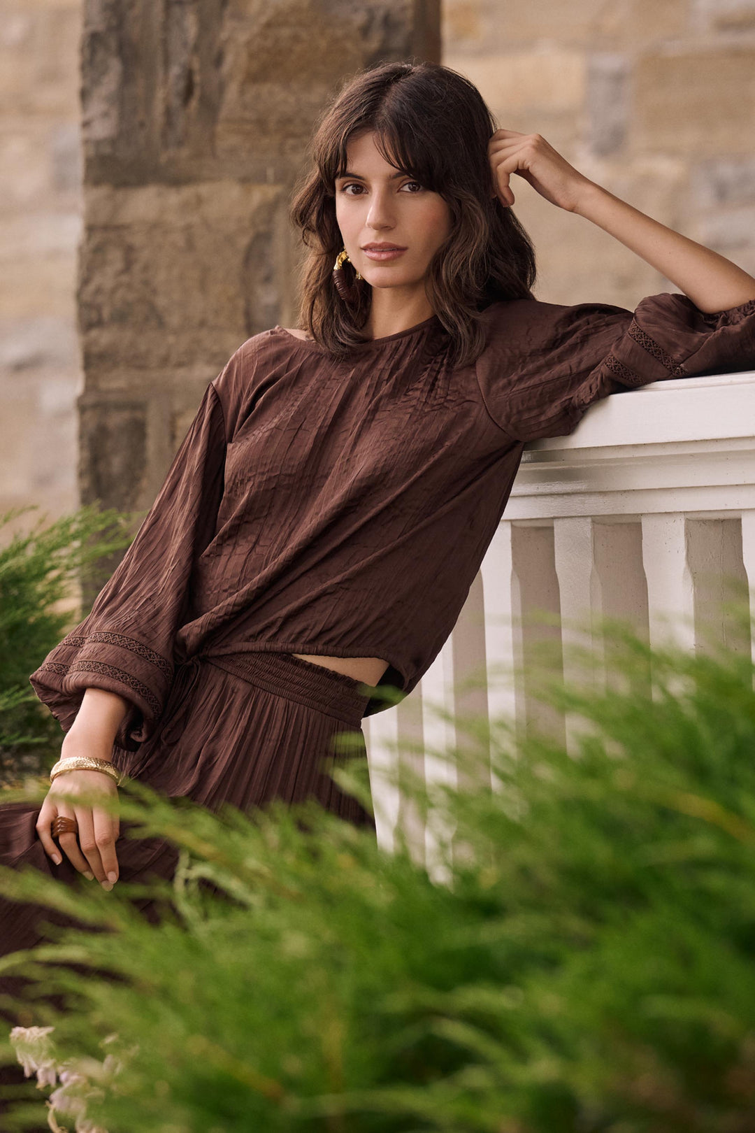 Joseph Ribkoff Pleated Satin Cocoon Top With Pleats Style 262959