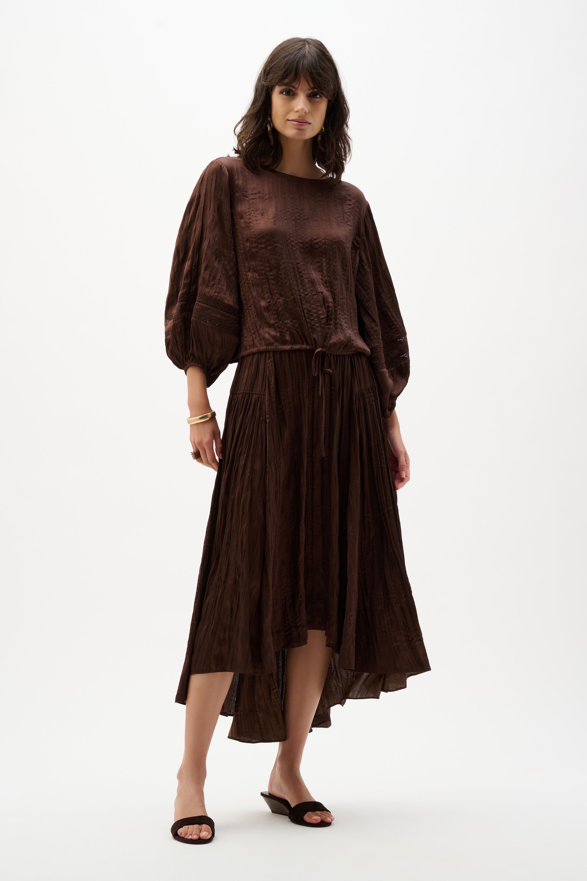 joseph ribkoff pleated satin midi dress Pleated Satin Midi Dress
