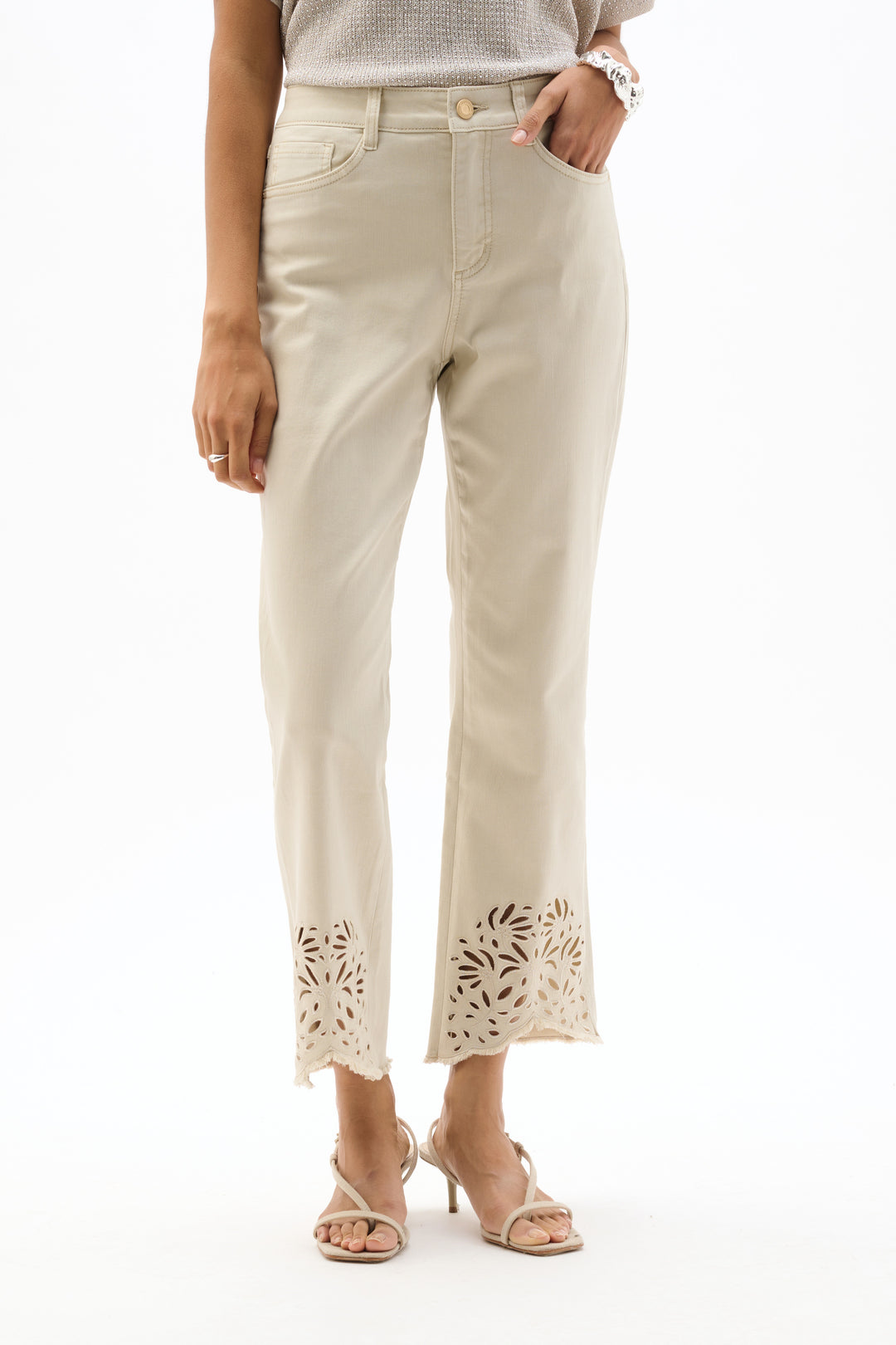 Joseph Ribkoff Straight Jeans With Flower Embroidery Style 262980