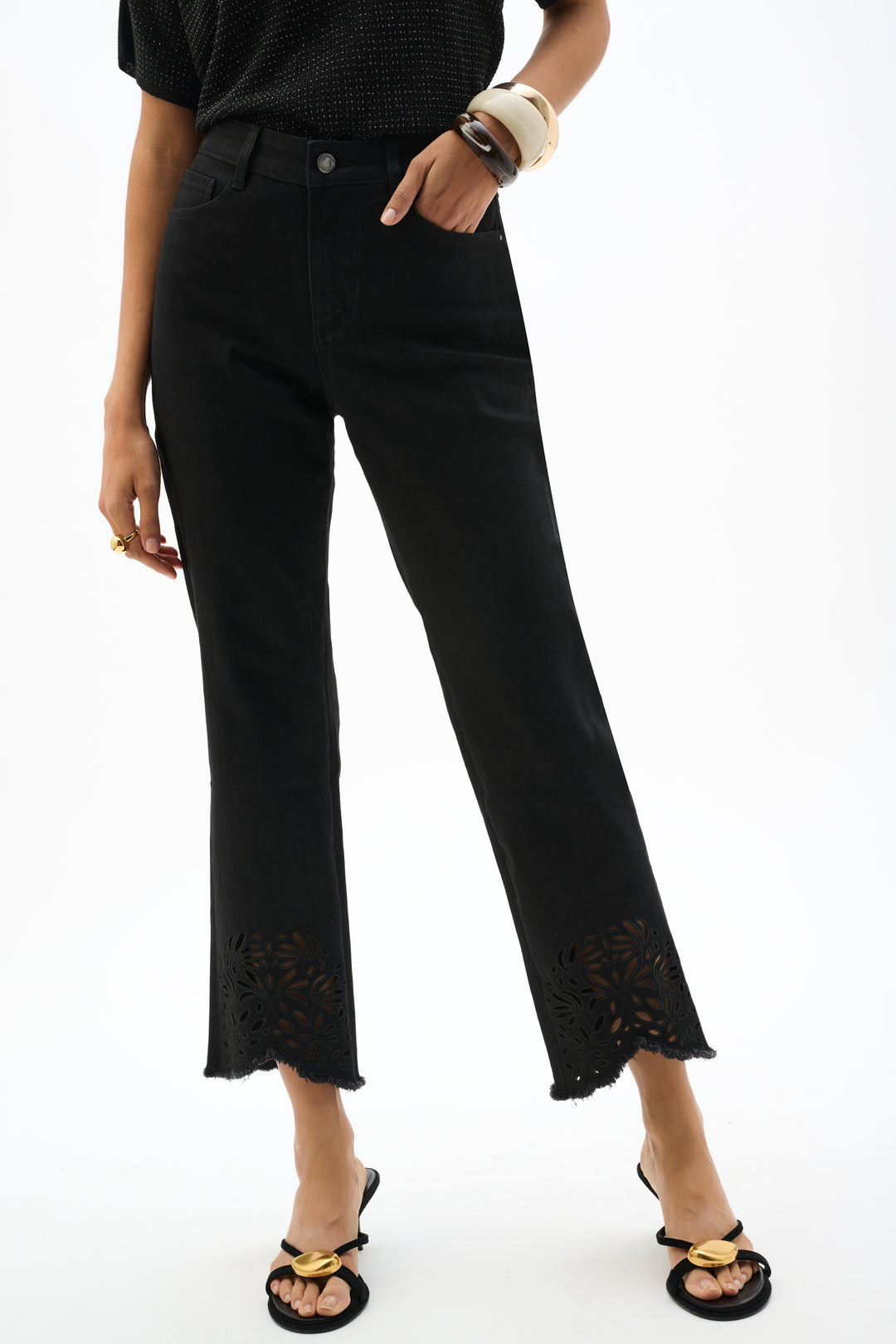 Joseph Ribkoff Straight Jeans With Flower Embroidery Style 262981