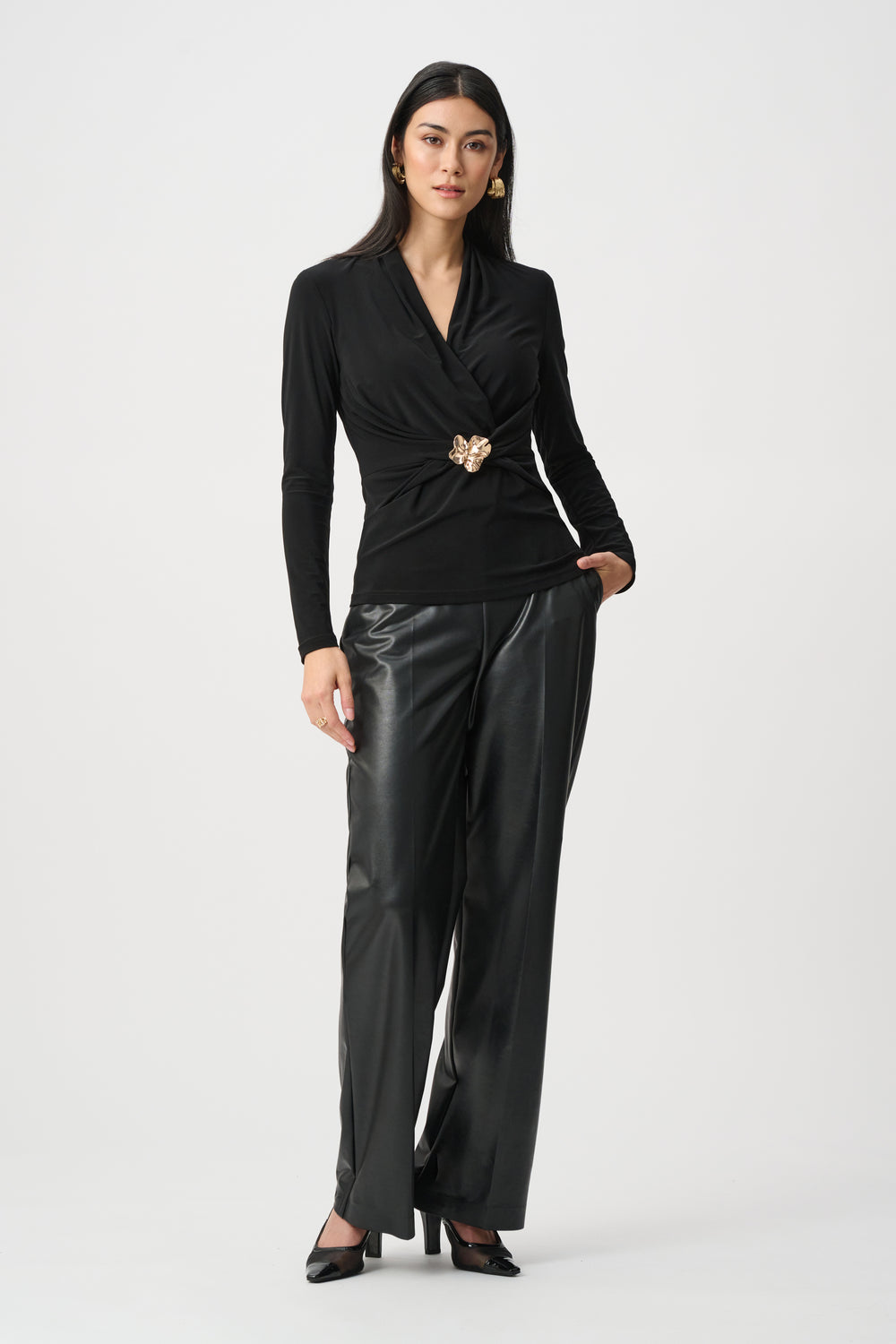 Joseph Ribkoff Silky Knit Twist Wrap Top Style 263004.