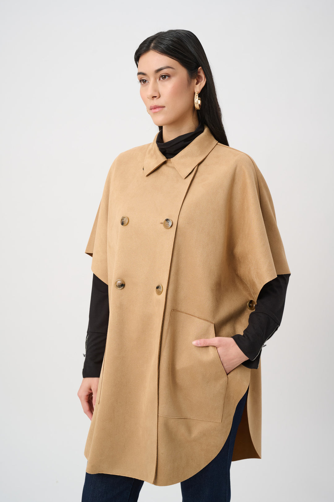Joseph Ribkoff Faux Suede Poncho Jacket Style 263037