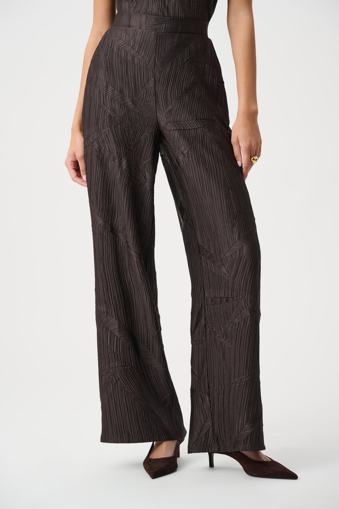 Joseph Ribkoff Pleated Satin Pull-On Wide-Leg Pants Style 263052.