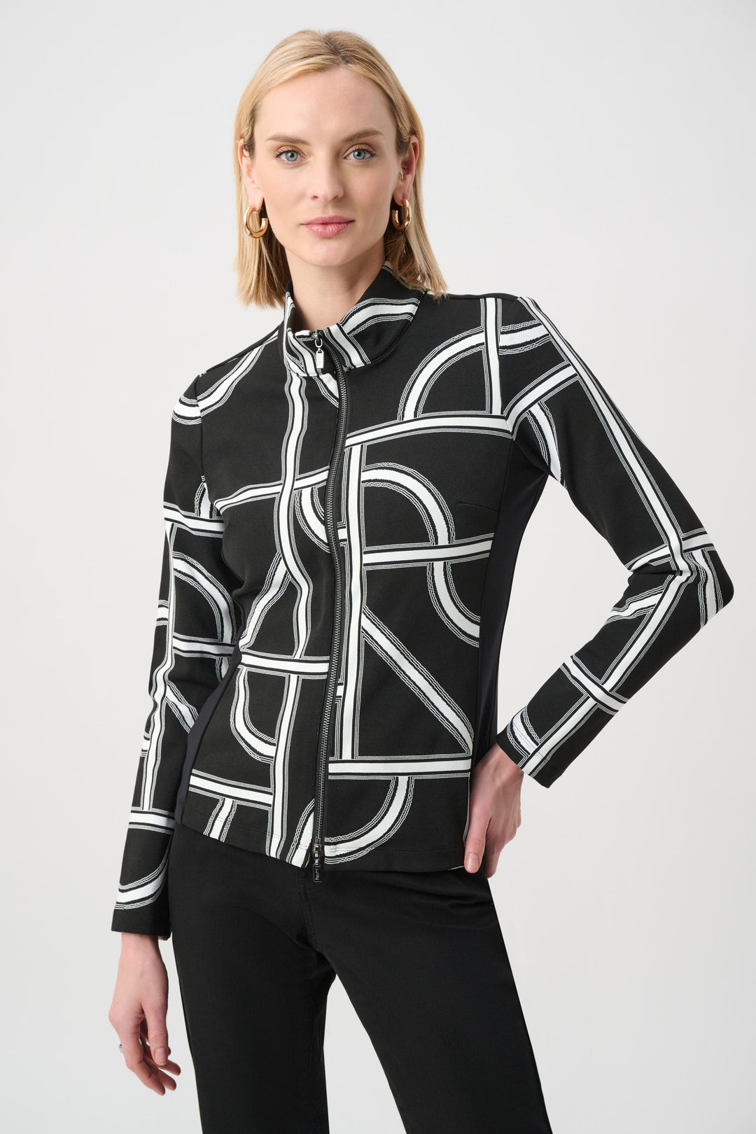 Joseph Ribkoff Geometric Fitted Jacket Style 263055