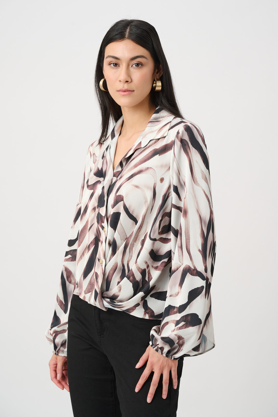 Joseph Ribkoff Animal Print Draped Top Style 263057