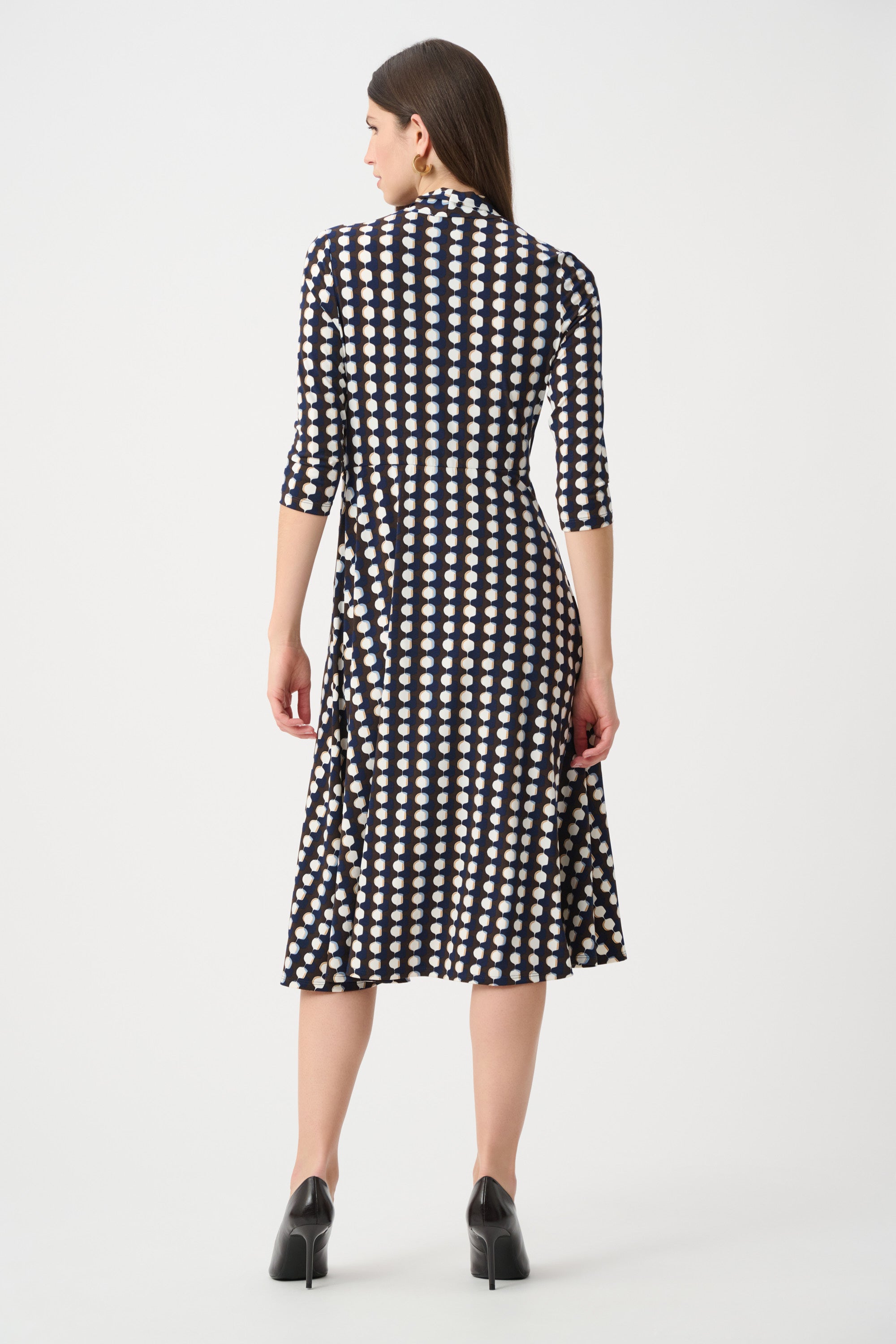 Joseph Ribkoff Printed Silky Knit Fit And Flare Dress Style 263077 Brown/Multi / 22 Joseph Ribkoff Printed Silky Knit Fit And Flare Dress Style 263077 Brown/Multi / 22