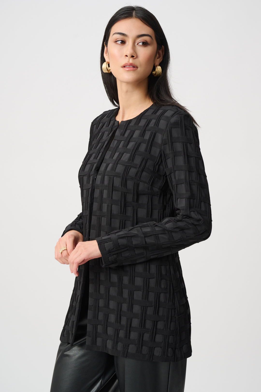 Joseph Ribkoff Textured 3D Jacquard Collarless Jacket Style 263083