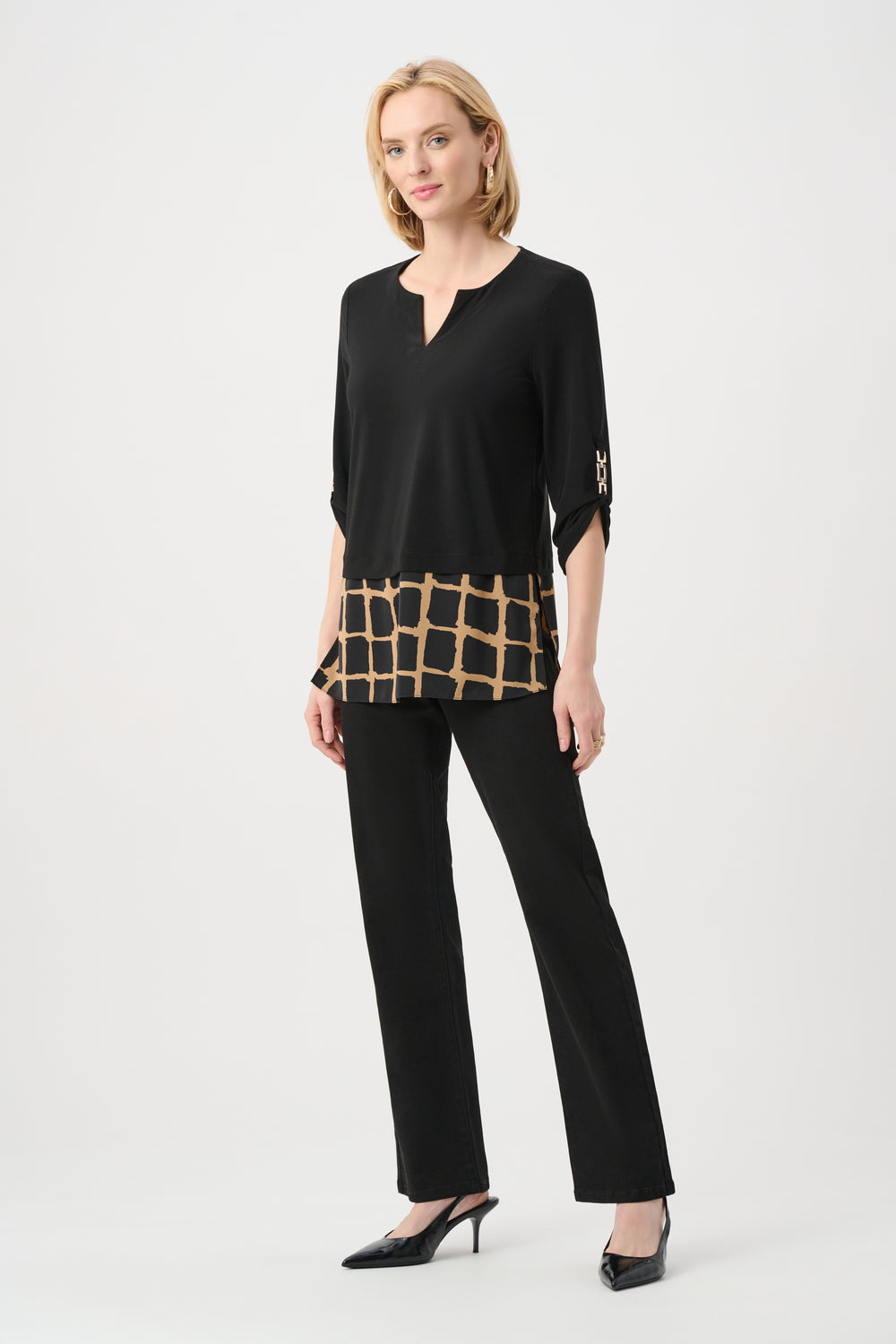 Joseph Ribkoff Silky Knit Abstract Print Straight Tunic Style 263094.