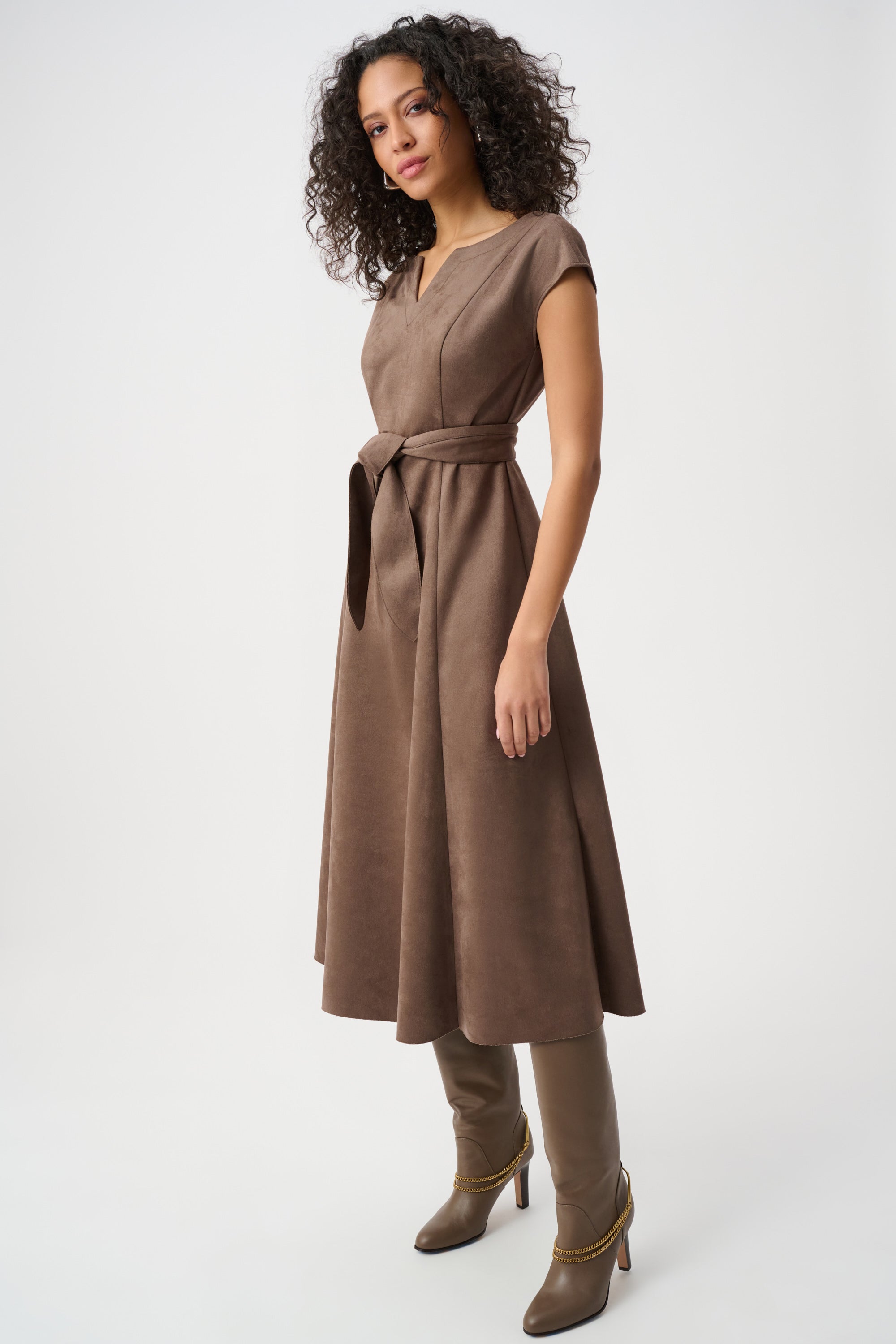 suede fit and flare dress SUEDE FIT AND FLARE DRESS