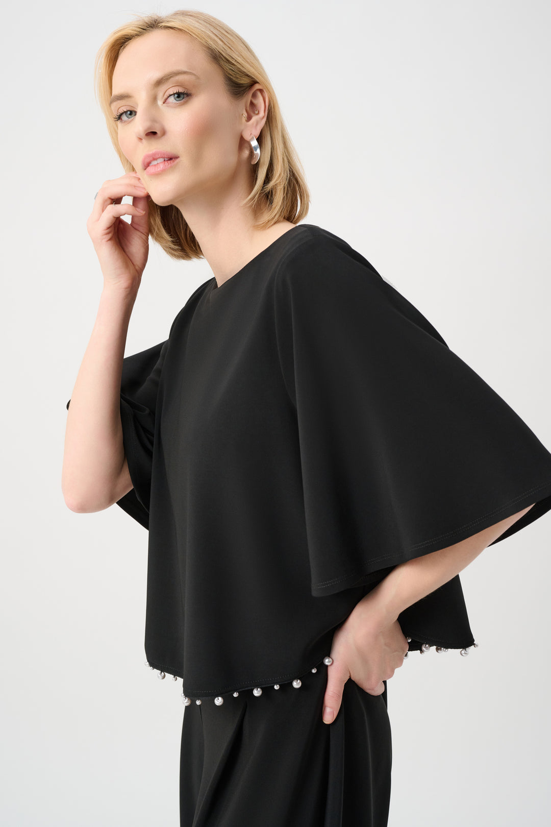 Joseph Ribkoff Flared Top With Pearl Detail Style 263116