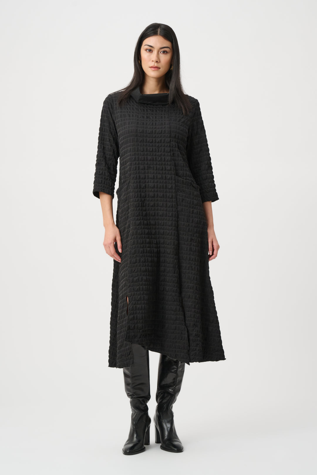 Joseph Ribkoff Bubble Jacquard Trapeze Dress With Memory Cowl Style 263132