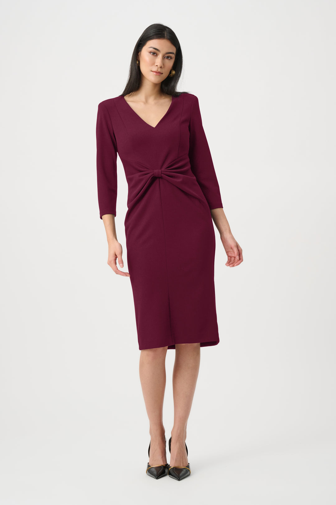 Joseph Ribkoff Scuba Crepe Knotted-Waist Sheath Dress Style 263150.