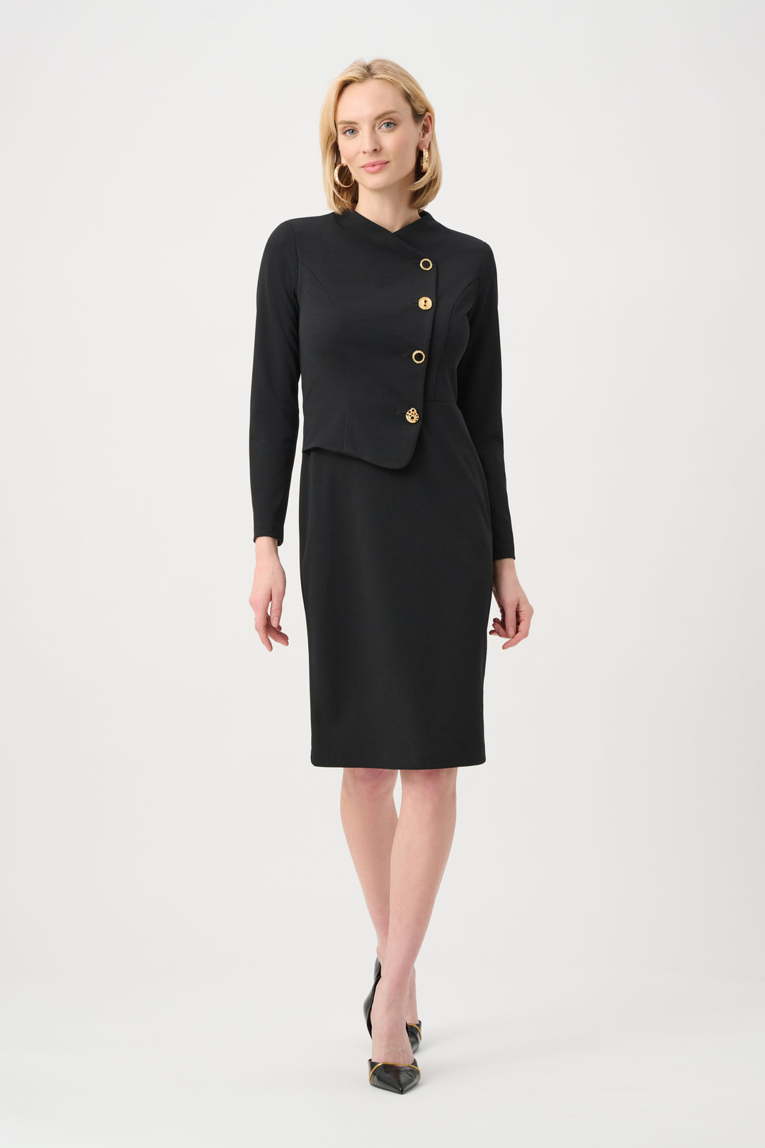 Joseph Ribkoff Scuba Crepe Mock-Neck Sheath Dress Style 263158